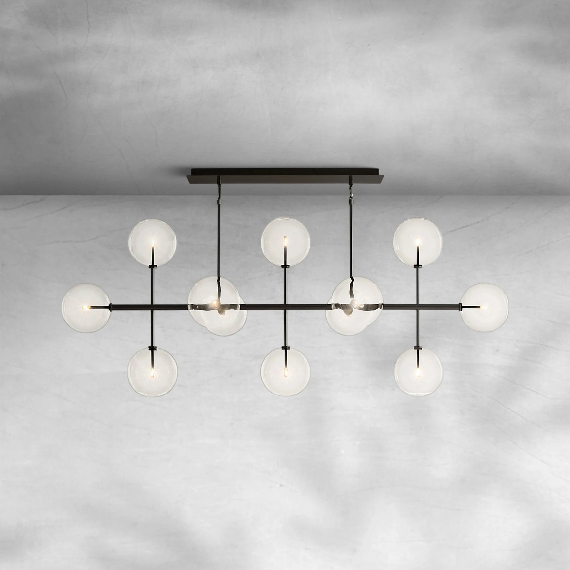 Glass Globe Mobile Linear Chandelier 72"