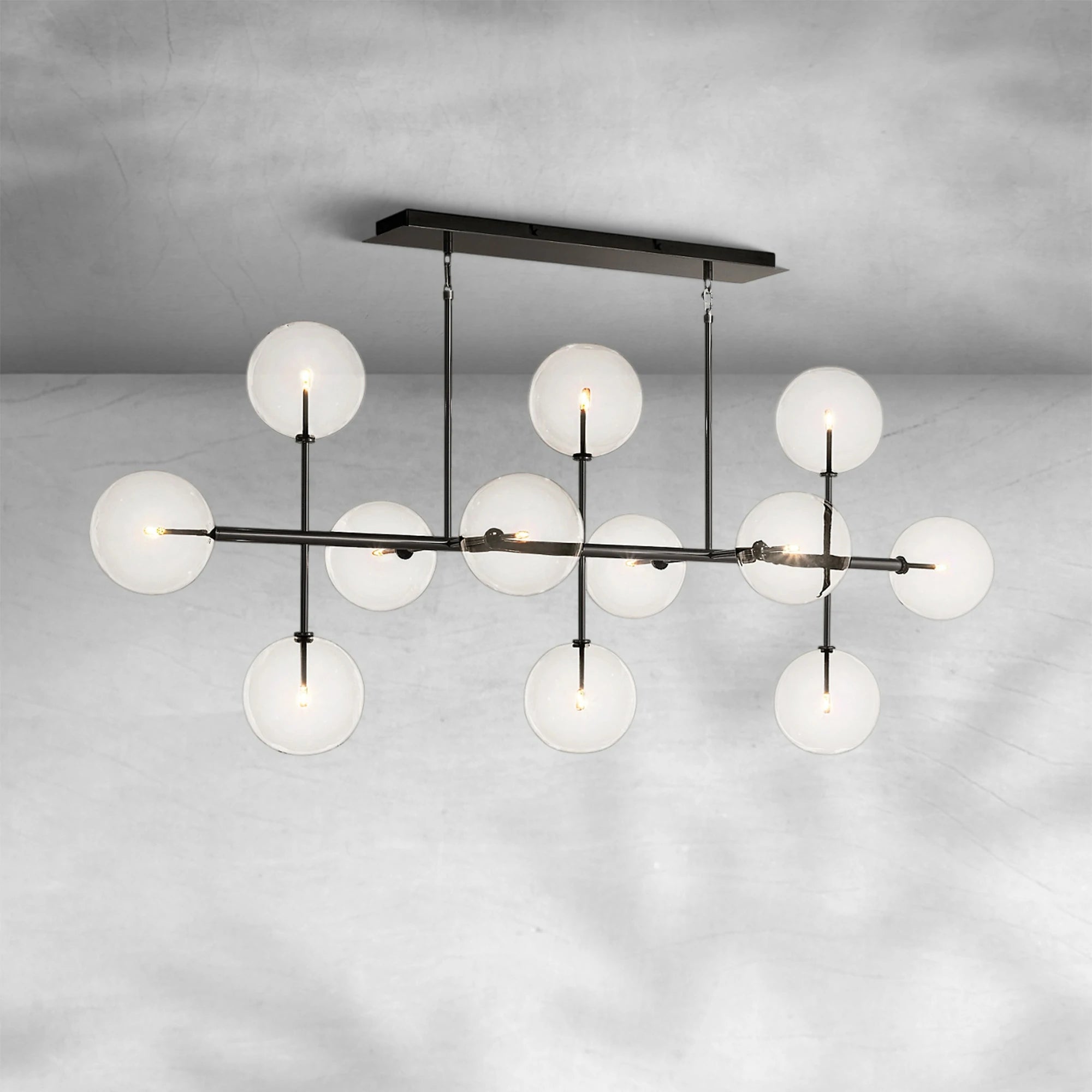 Glass Globe Mobile Linear Chandelier 72"