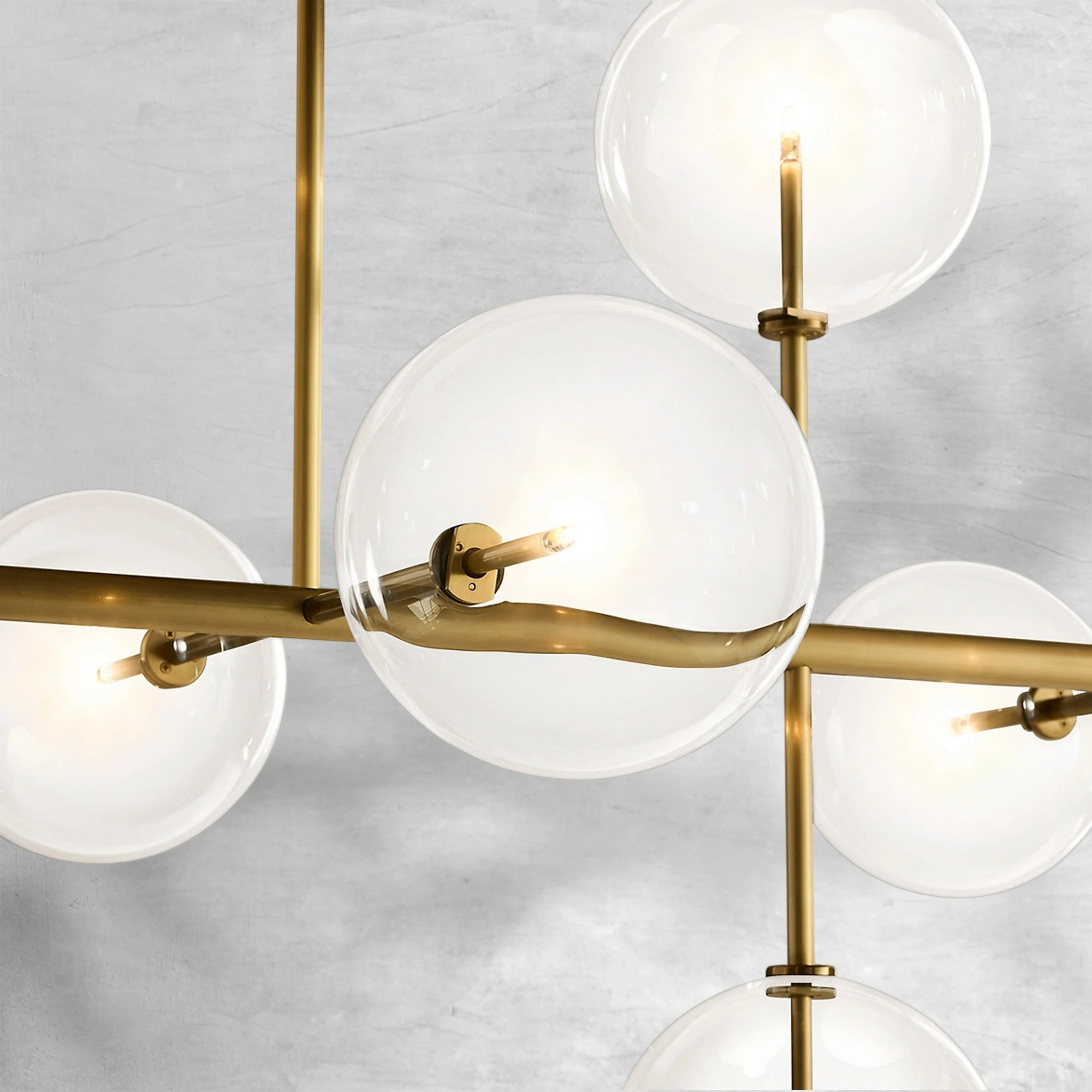 Glass Globe Mobile Linear Chandelier 72"