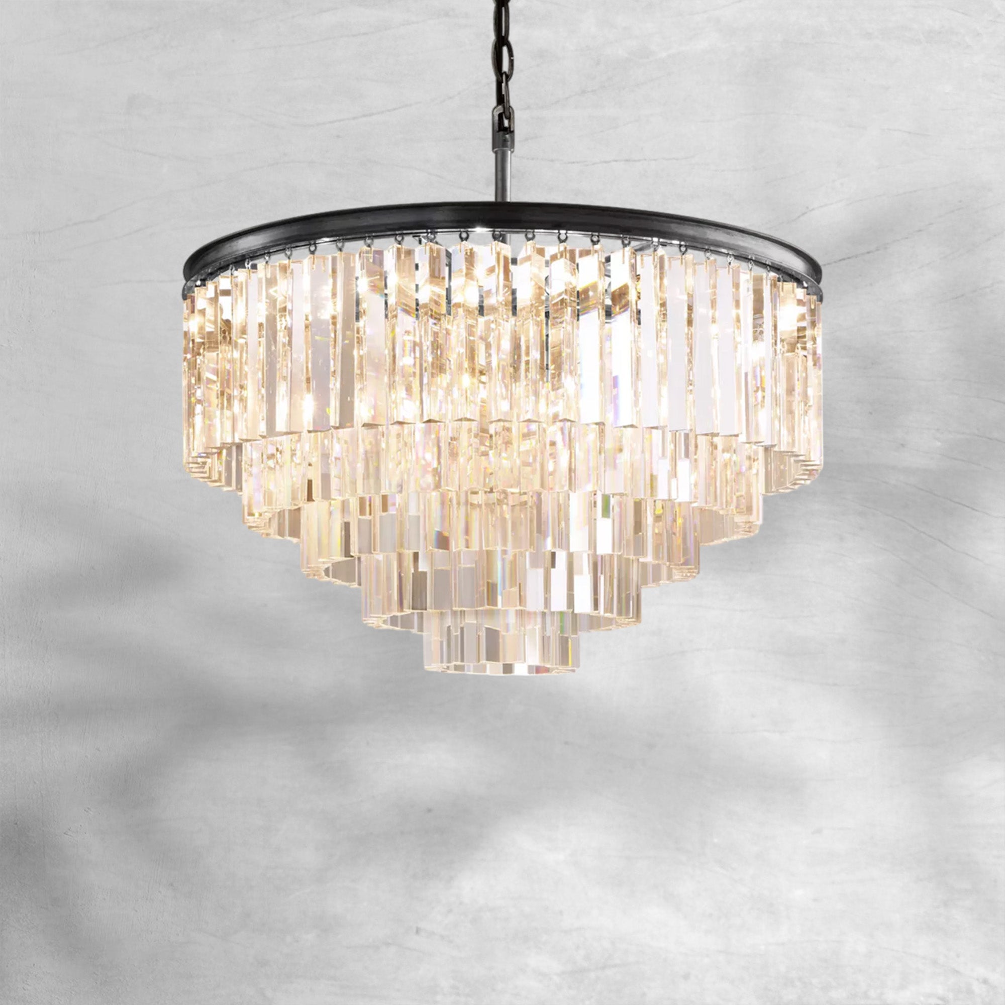 1920s Odaon Art Deco Round Chandelier 20"32"44"