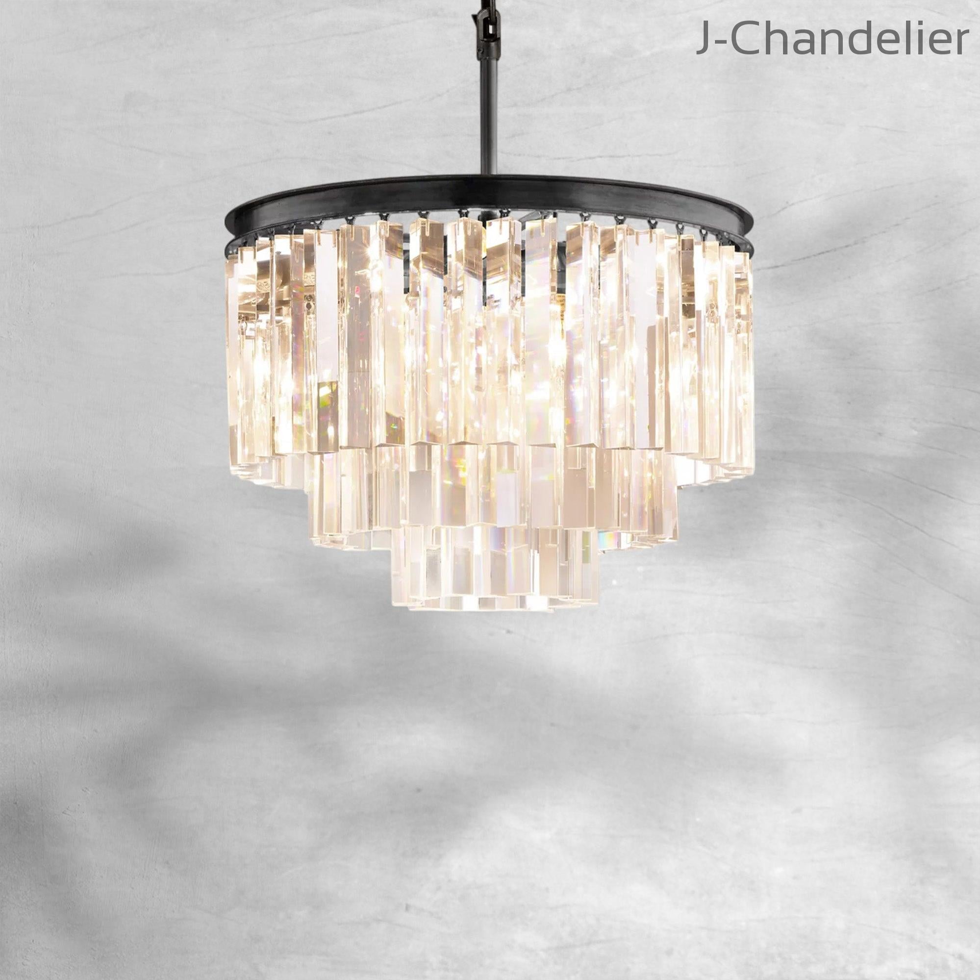 1920s Odaon Art Deco Round Chandelier 20"32"44"