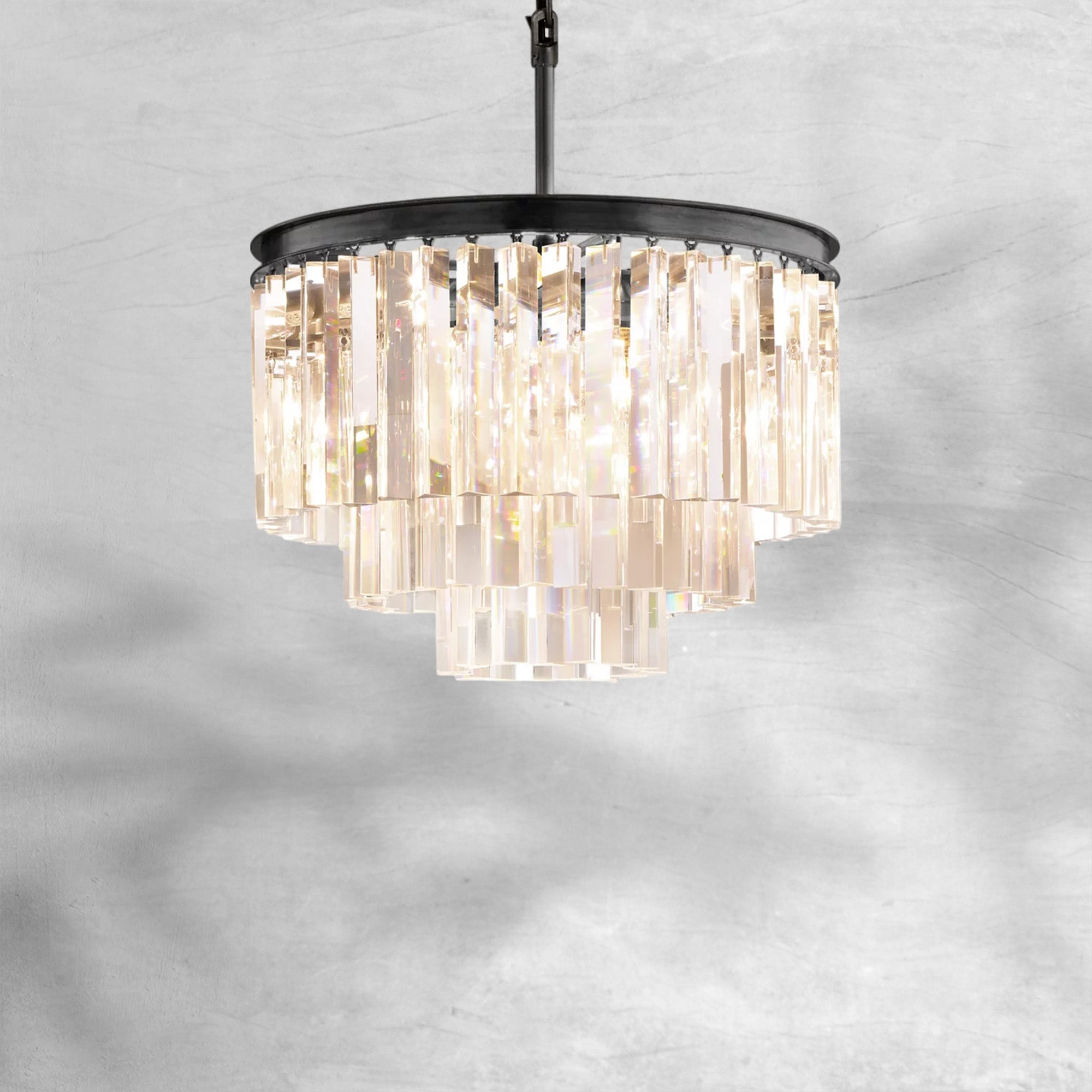 1920s Odaon Art Deco Round Chandelier 20"32"44"