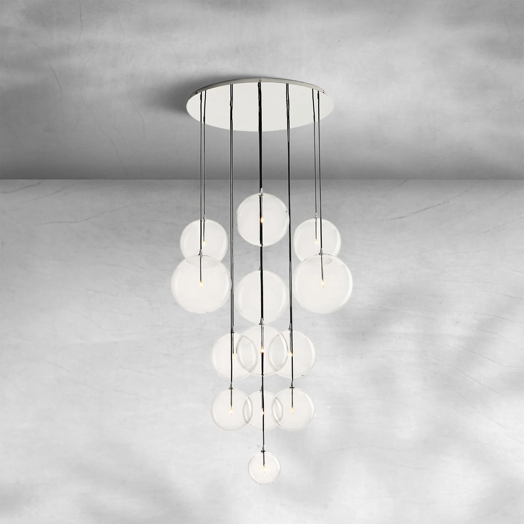 Glass Globe Mobile Cluster Chandelier 44"