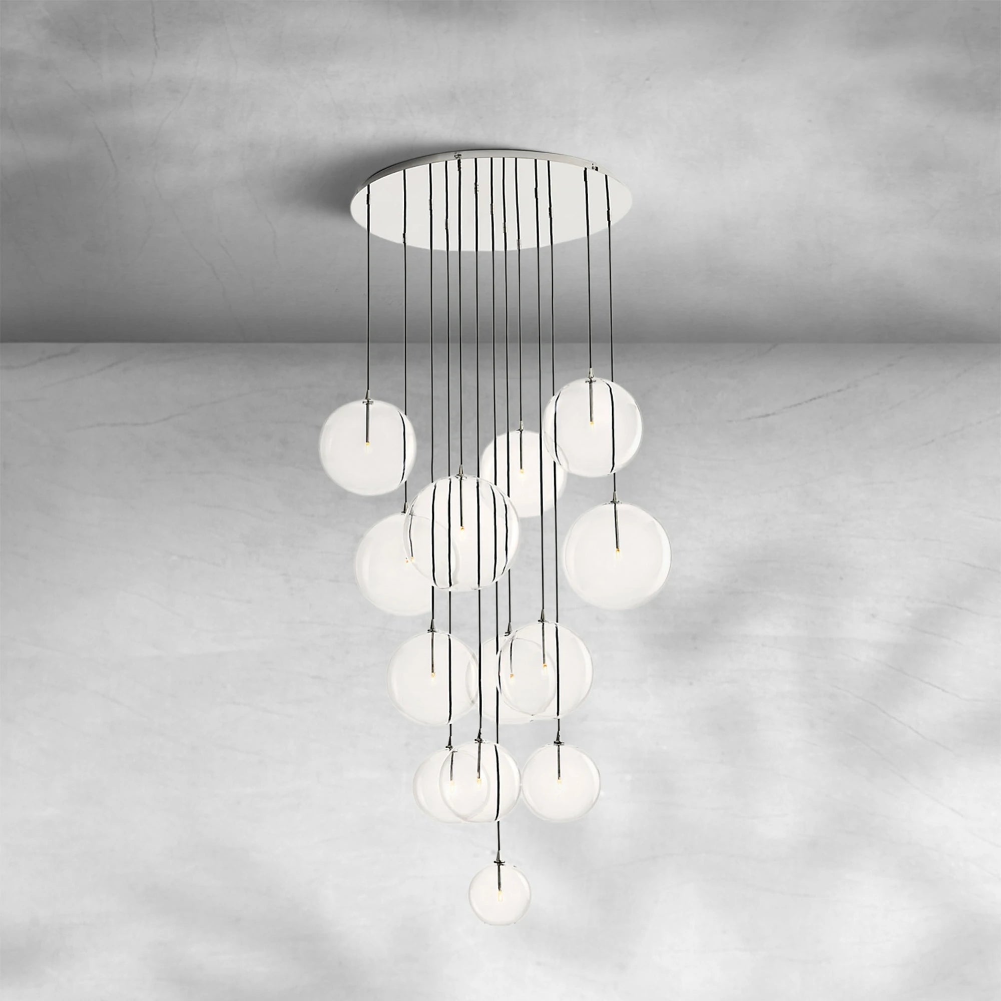Glass Globe Mobile Cluster Chandelier 44"