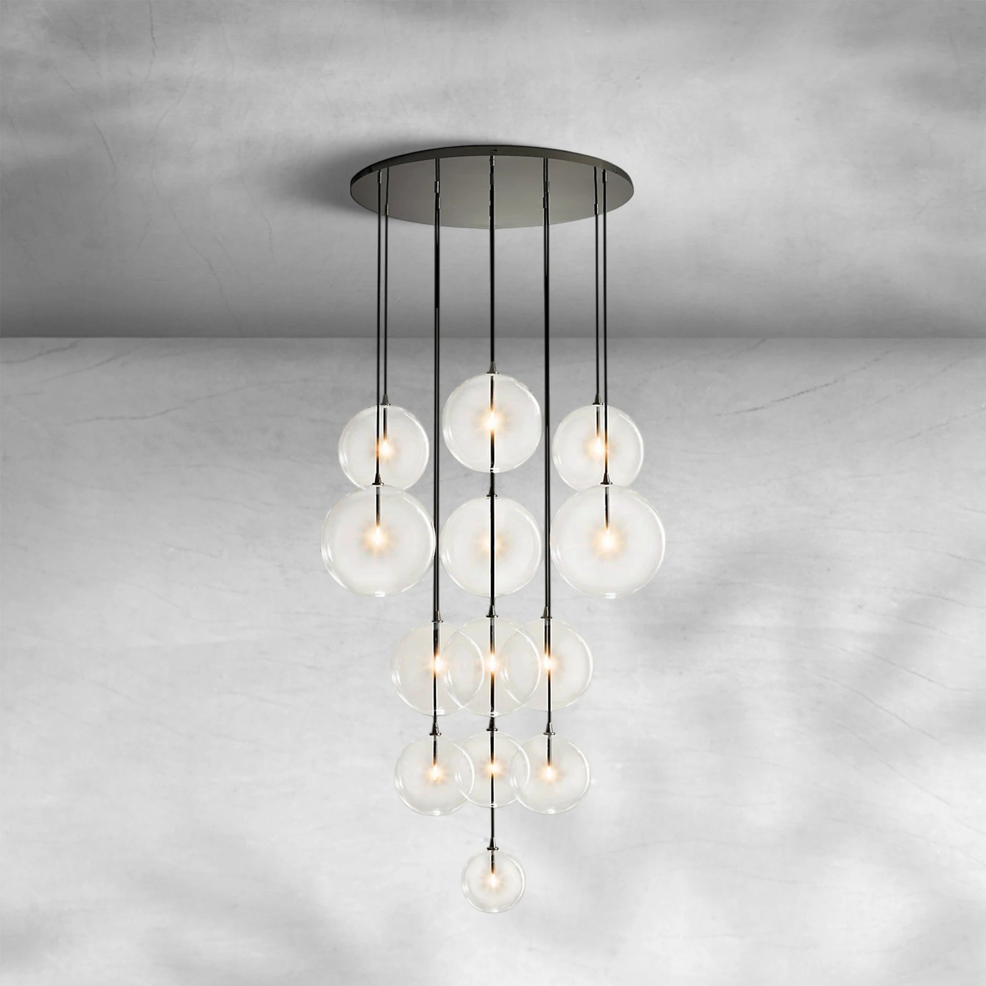 Glass Globe Mobile Cluster Chandelier 44"