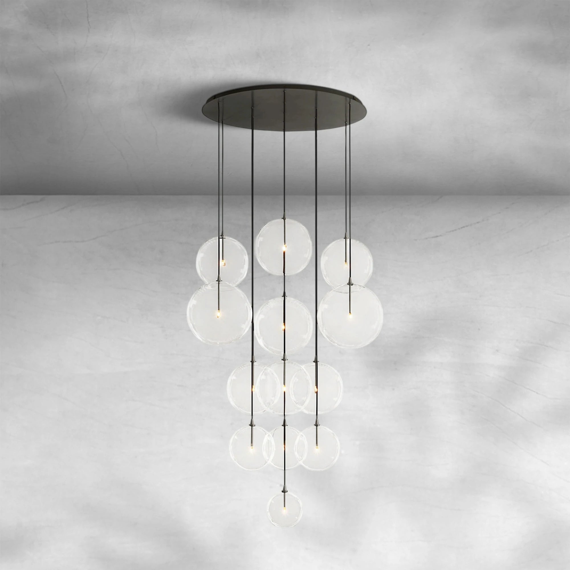 Glass Globe Mobile Cluster Chandelier 44"