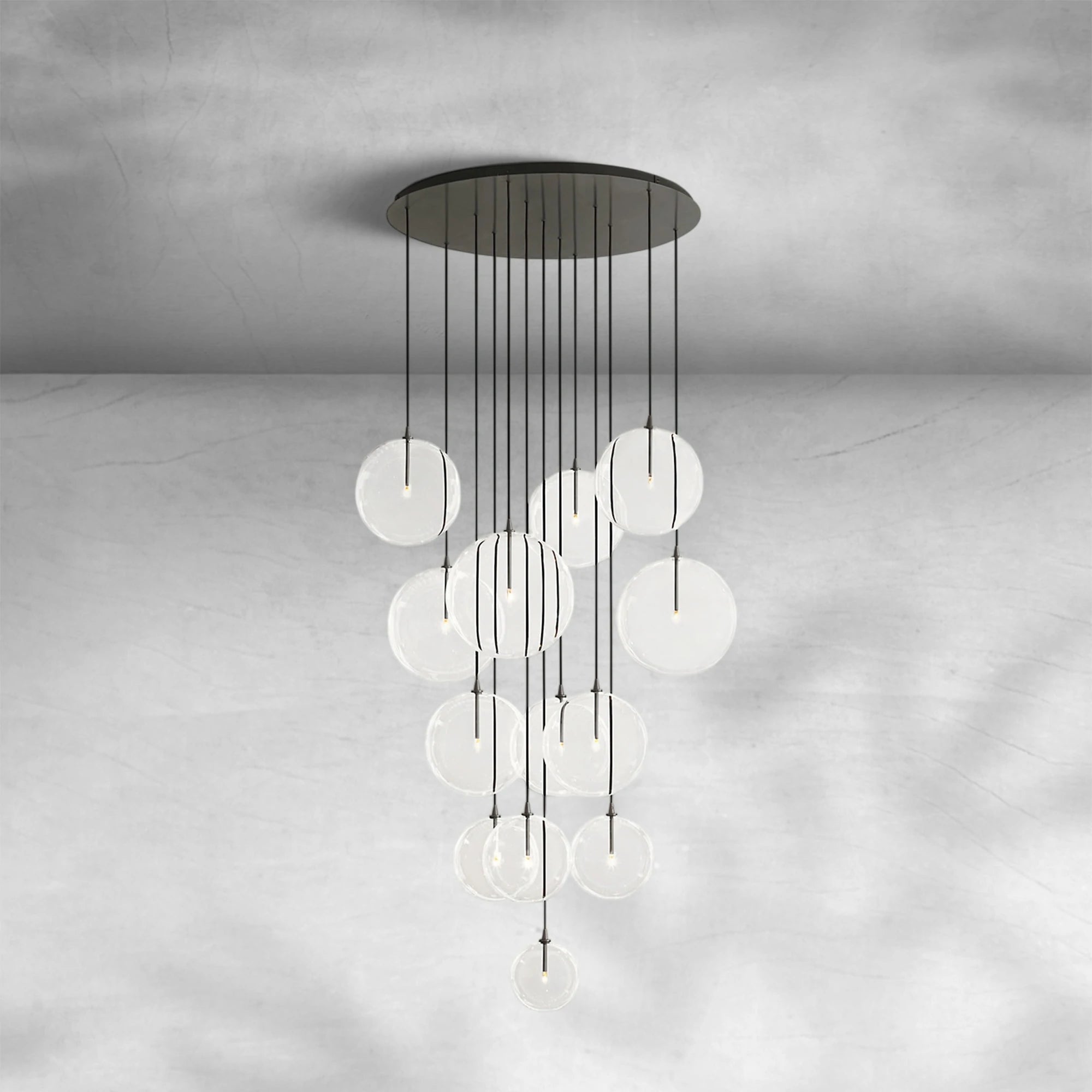 Glass Globe Mobile Cluster Chandelier 44"