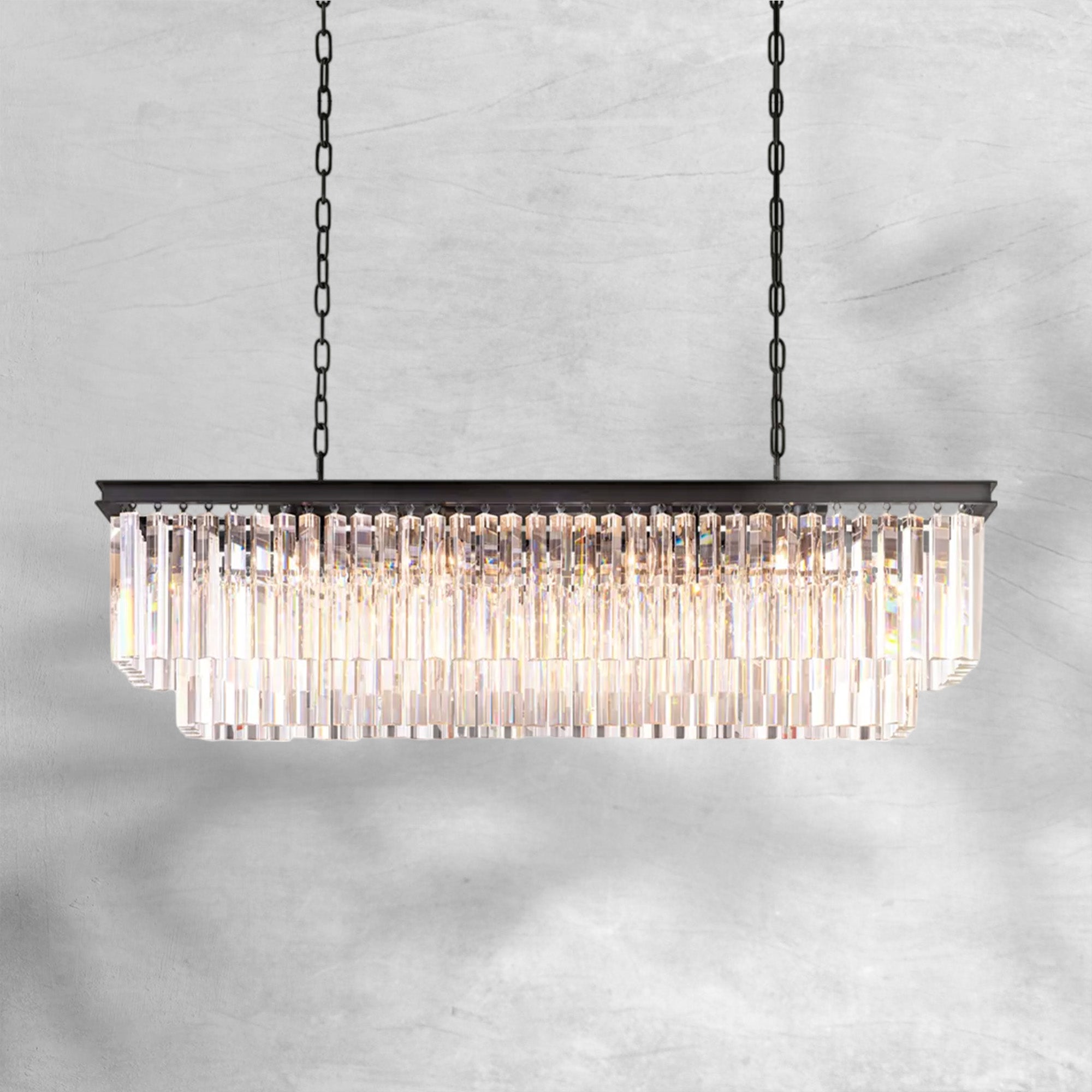 1920s Odaon Art Deco Rectangular Chandelier 40"49"59"72"