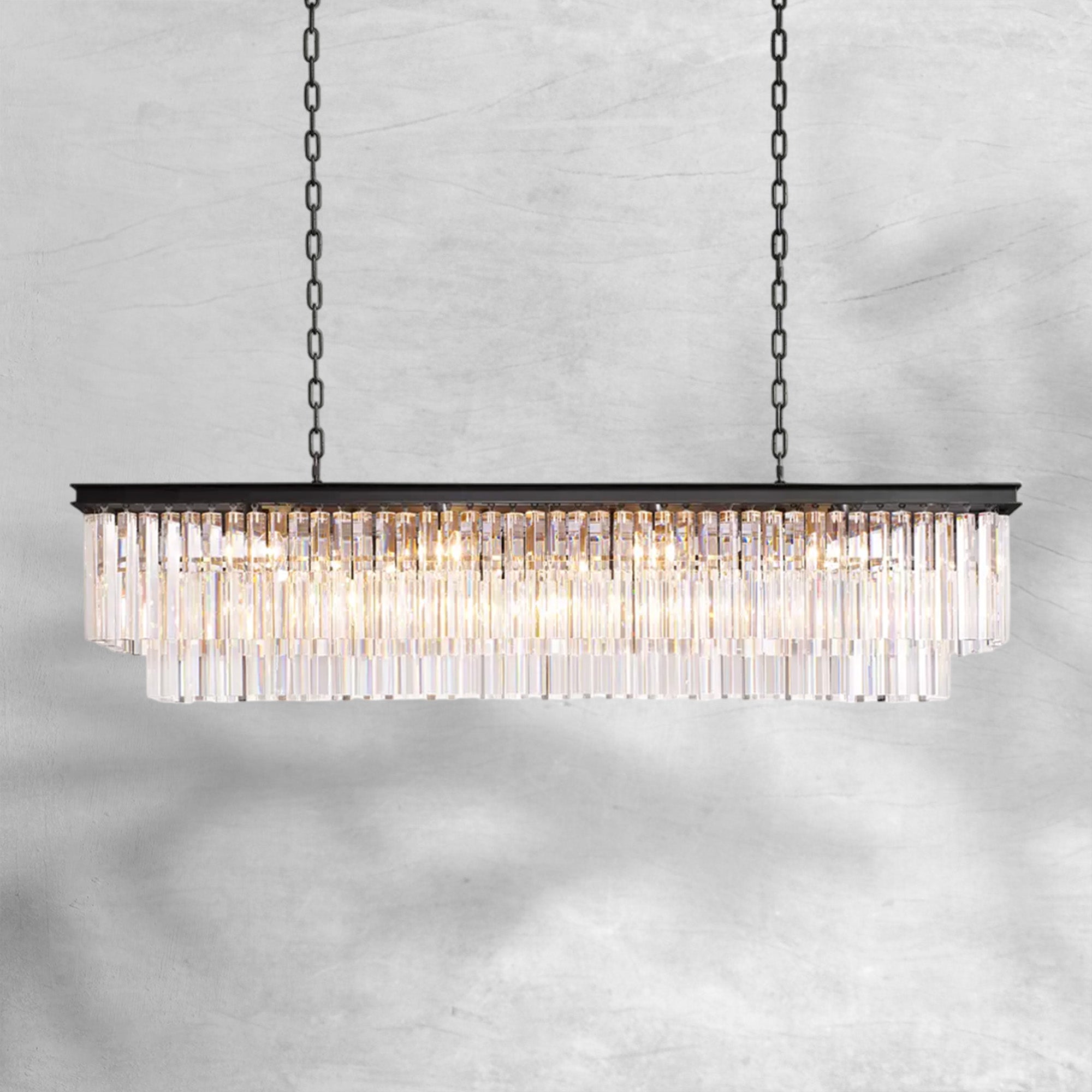 1920s Odaon Art Deco Rectangular Chandelier 40"49"59"72"