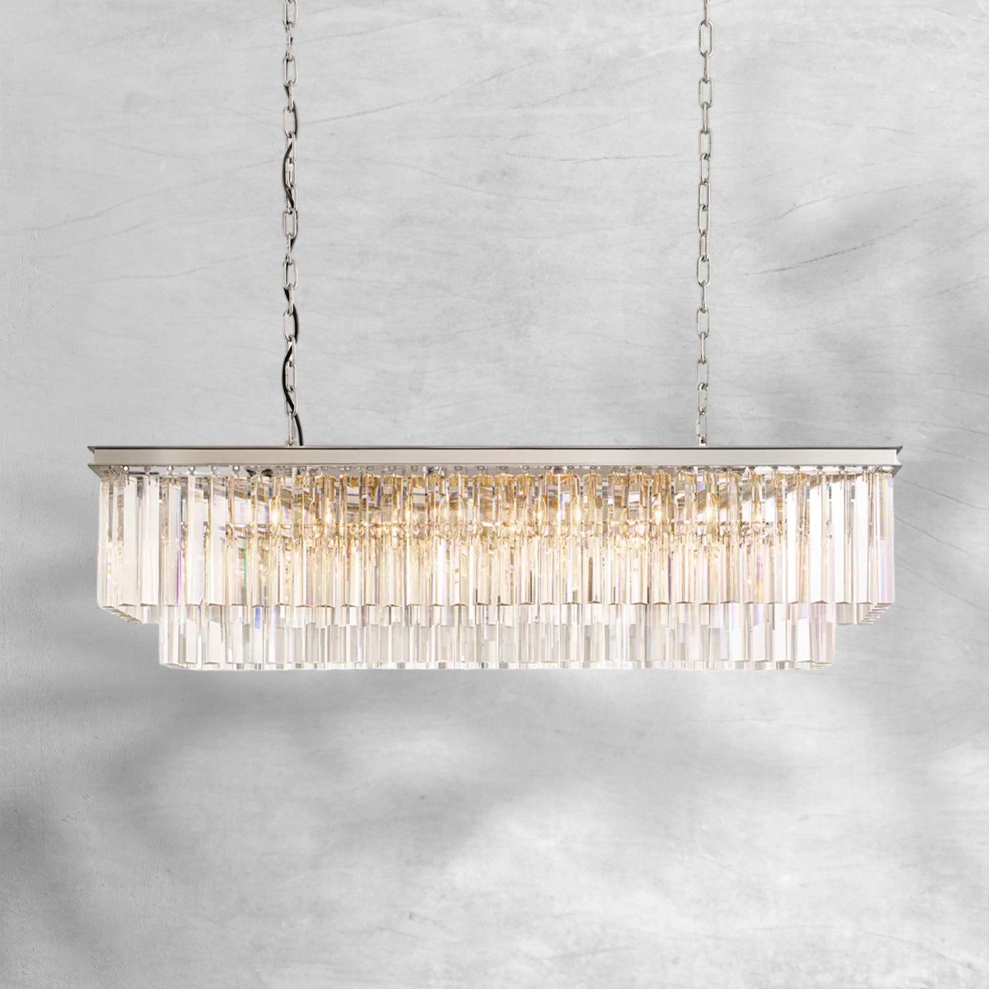 1920s Odaon Art Deco Rectangular Chandelier 40"49"59"72"