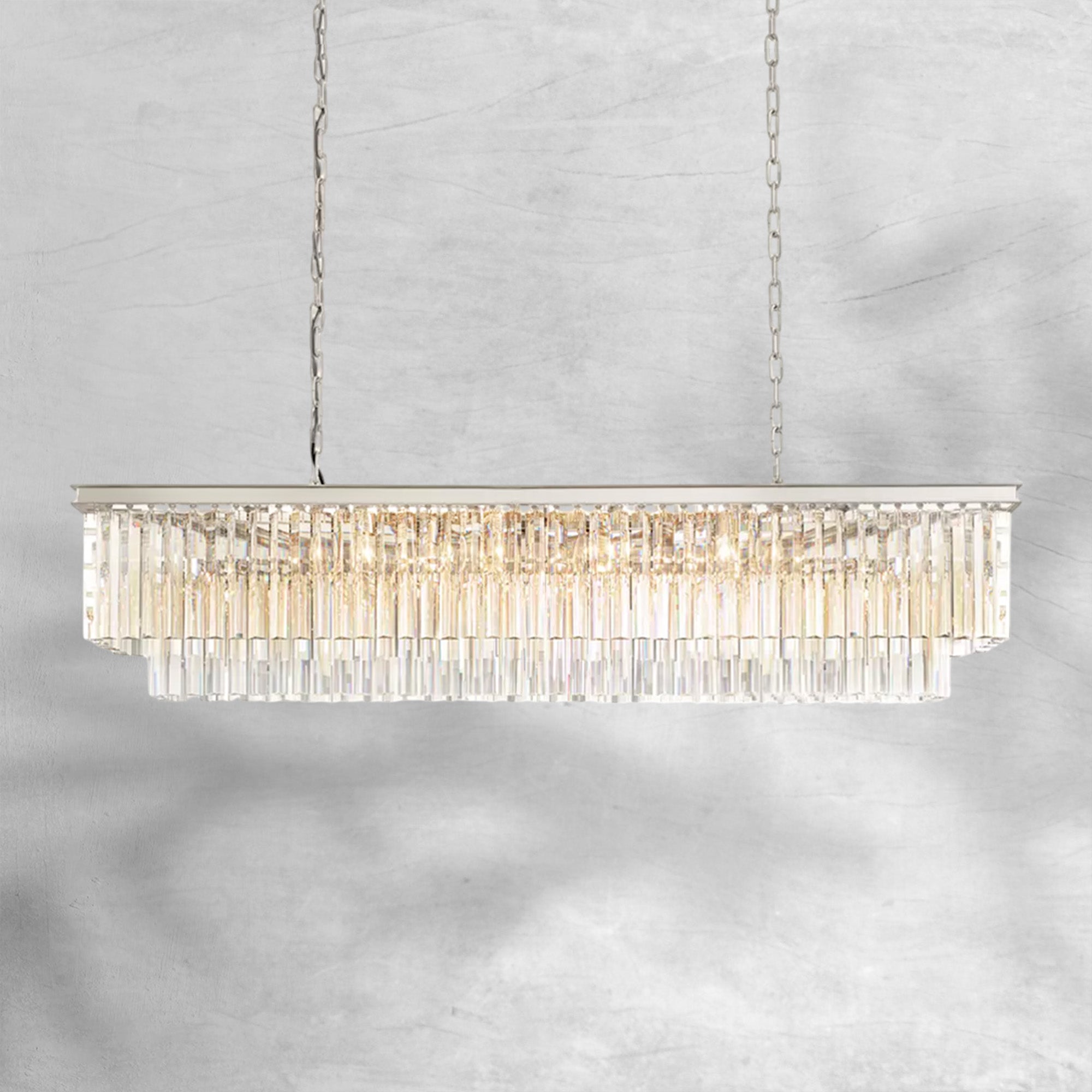 1920s Odaon Art Deco Rectangular Chandelier 40"49"59"72"