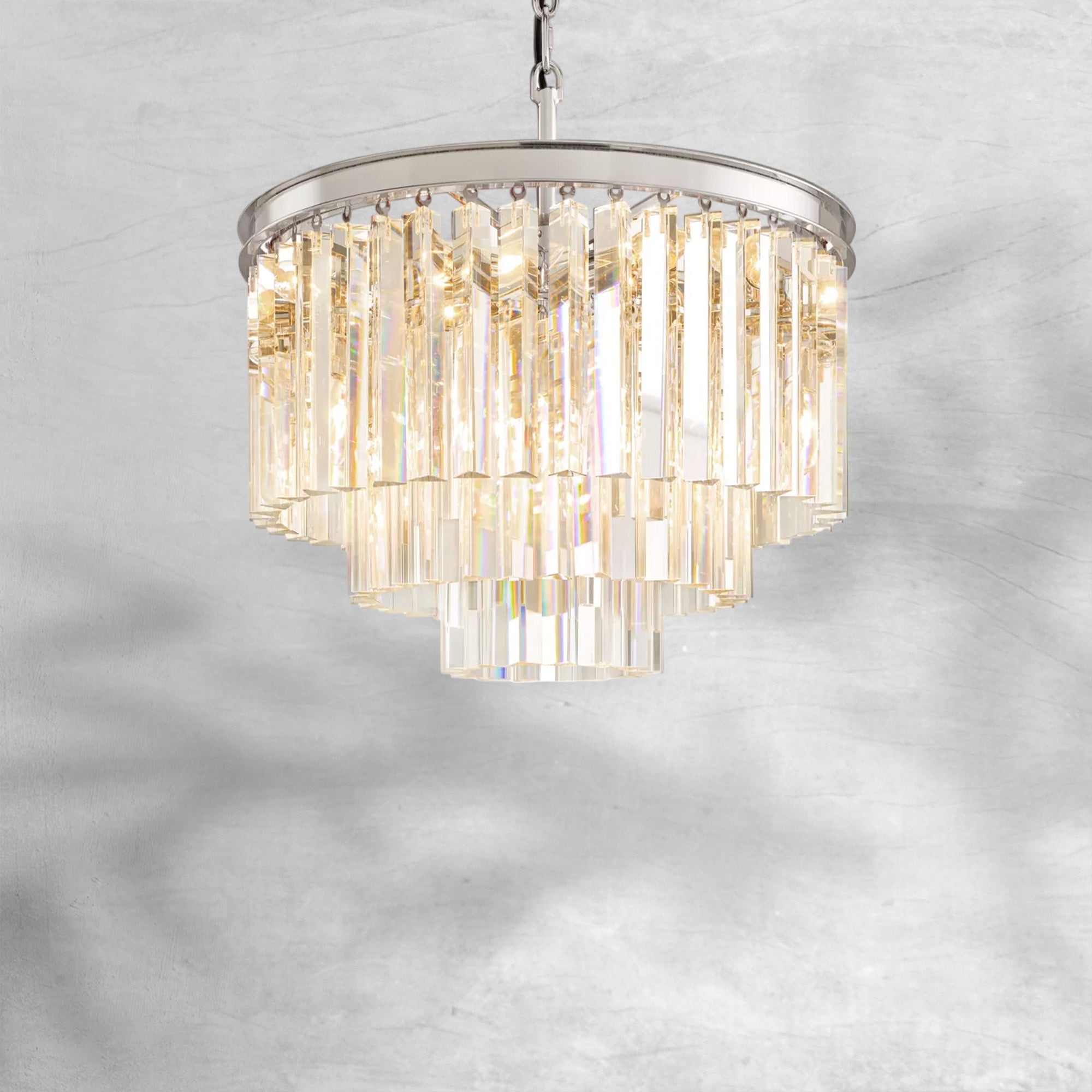 1920s Odaon Art Deco Round Chandelier 20"32"44"