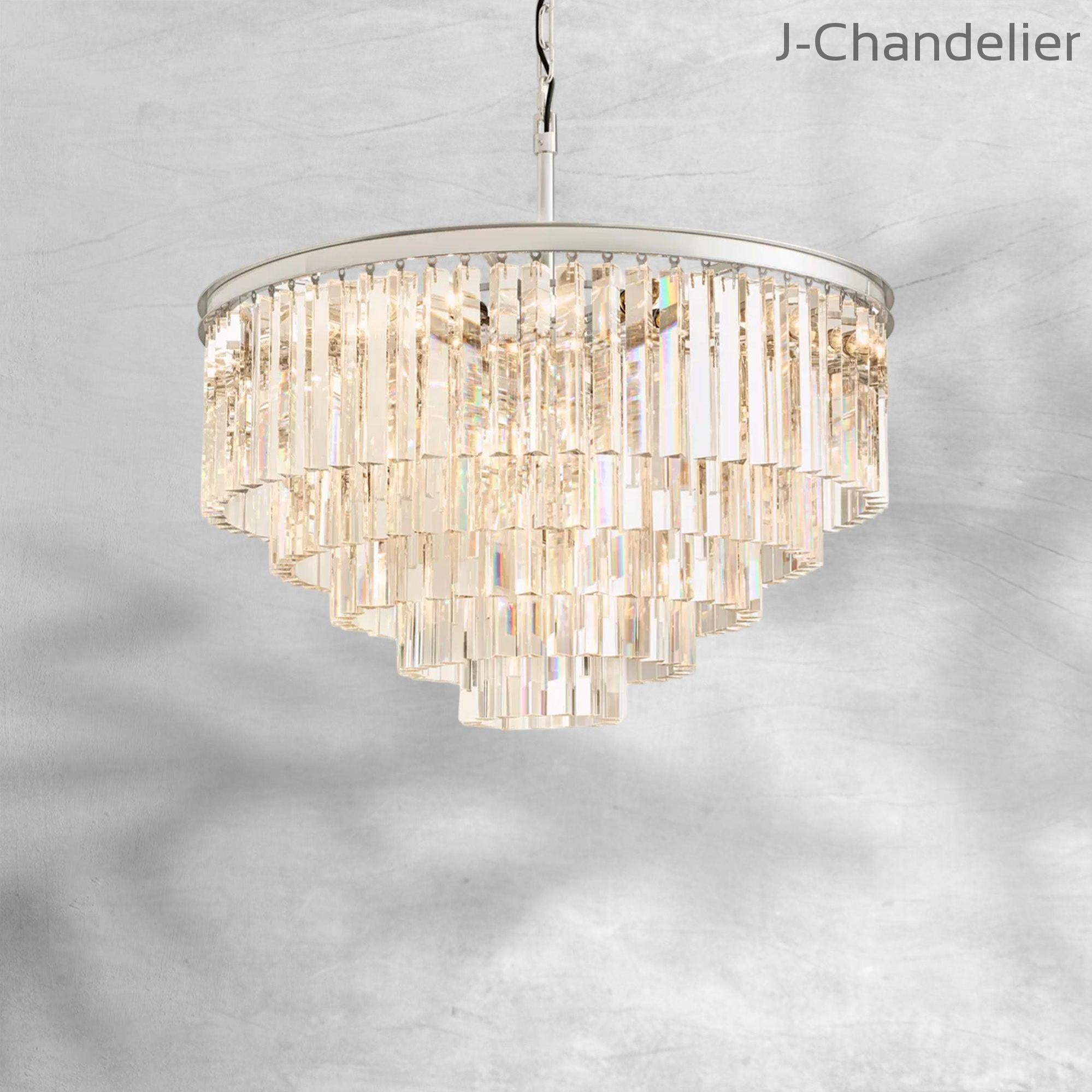 1920s Odaon Art Deco Round Chandelier 20"32"44"