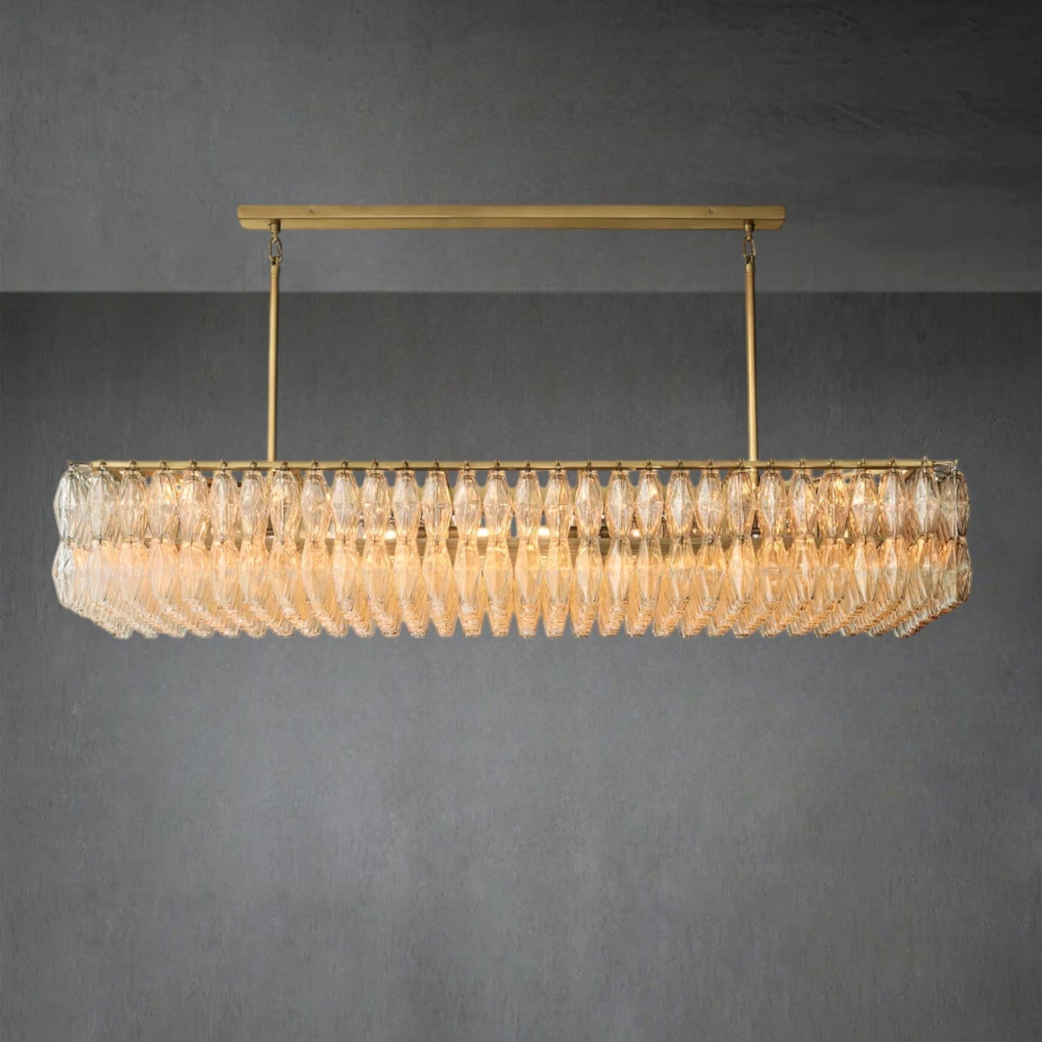 Chiaravalle Glass Rectangular Chandelier 74"