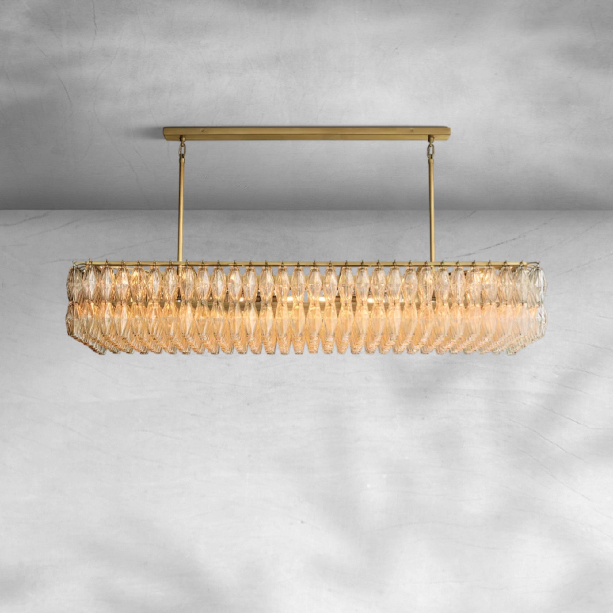 Chiaravalle Glass Rectangular Chandelier 74"