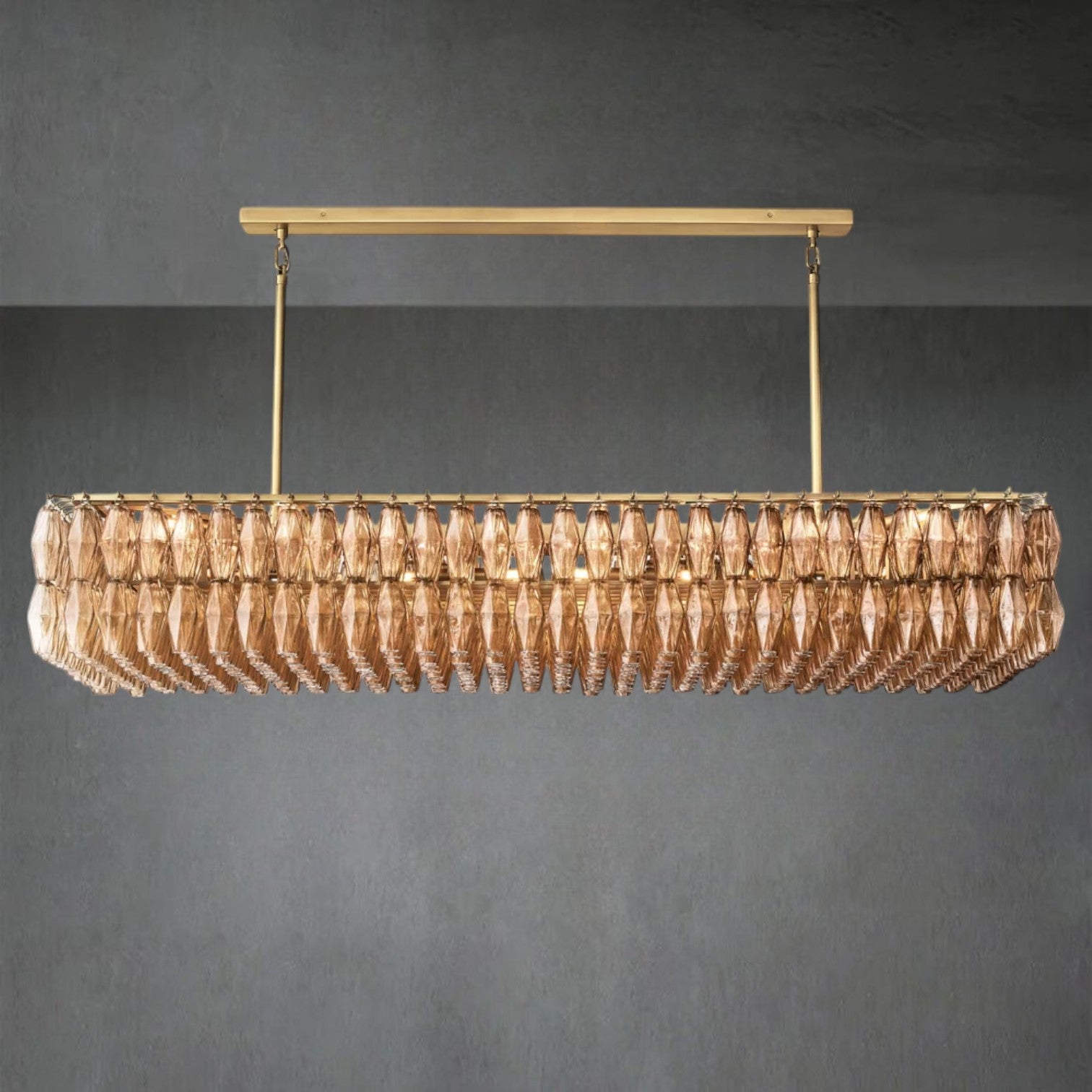 Chiaravalle Glass Rectangular Chandelier 74"