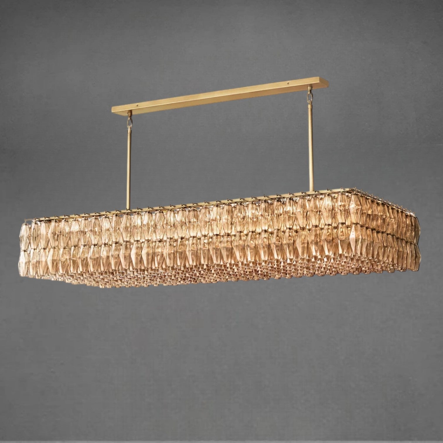 Chiaravalle Glass Rectangular Chandelier 74"