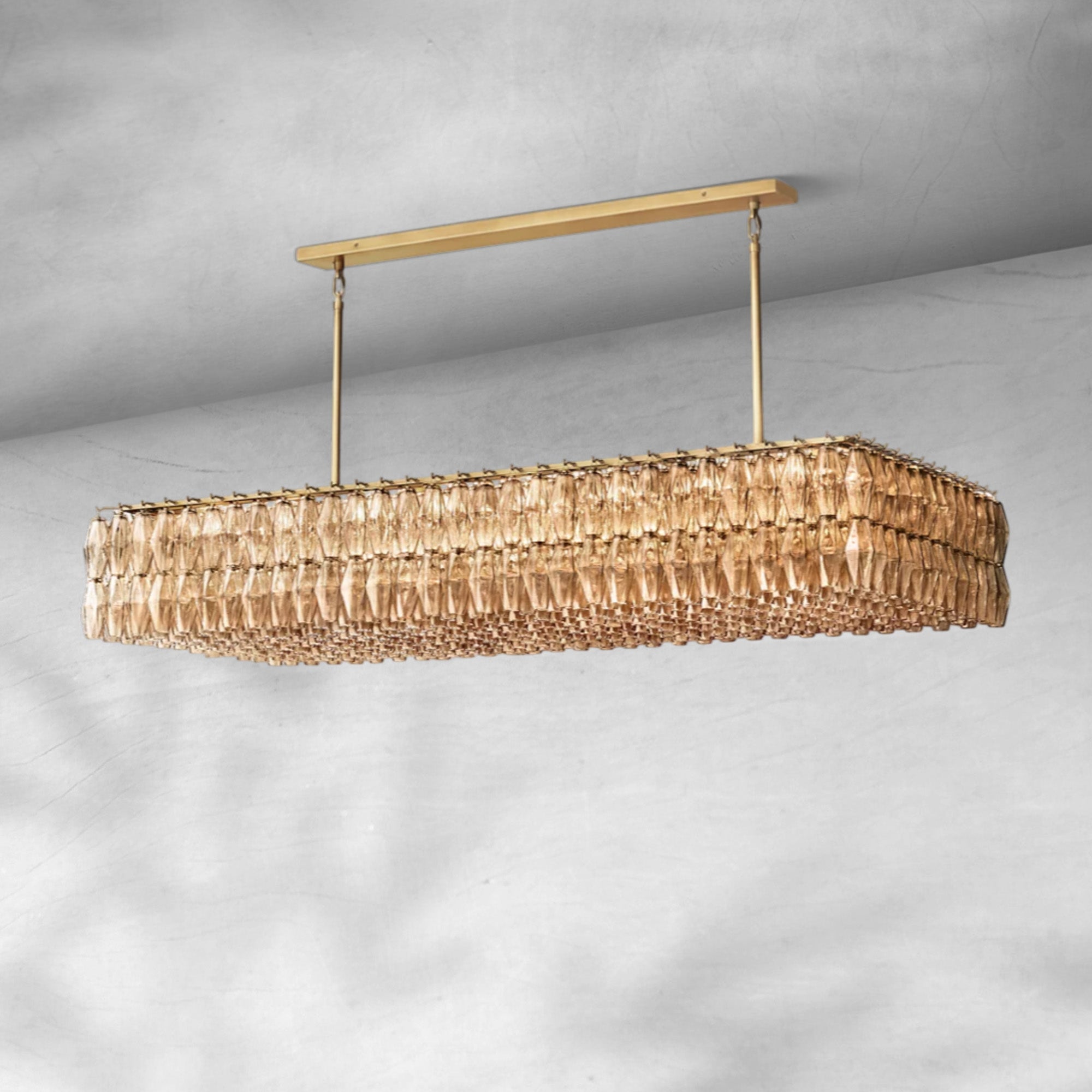 Chiaravalle Glass Rectangular Chandelier 74"