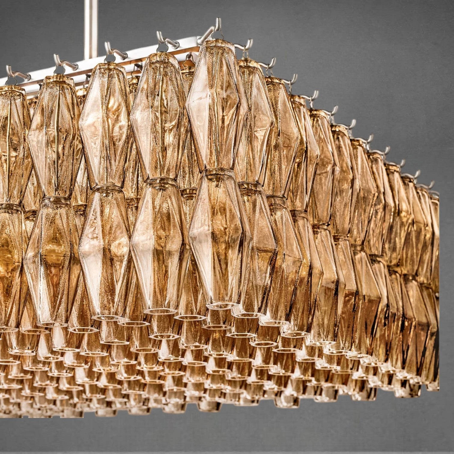 Chiaravalle Glass Rectangular Chandelier 54"