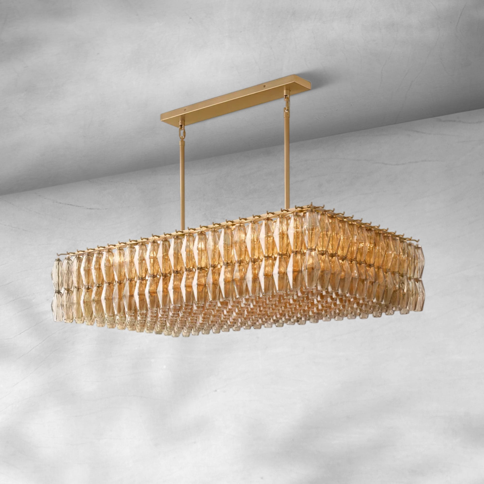 Chiaravalle Glass Rectangular Chandelier 54"