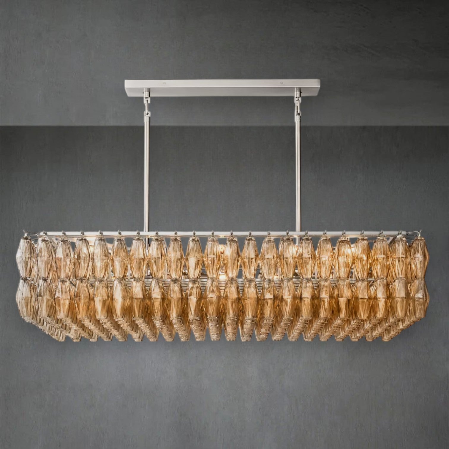Chiaravalle Glass Rectangular Chandelier 54"