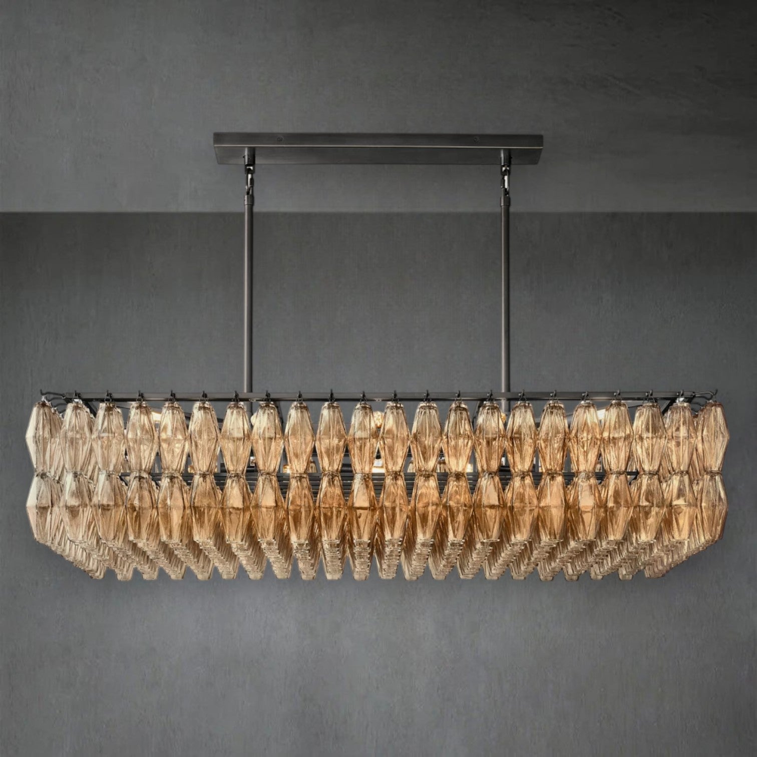 Chiaravalle Glass Rectangular Chandelier 54"