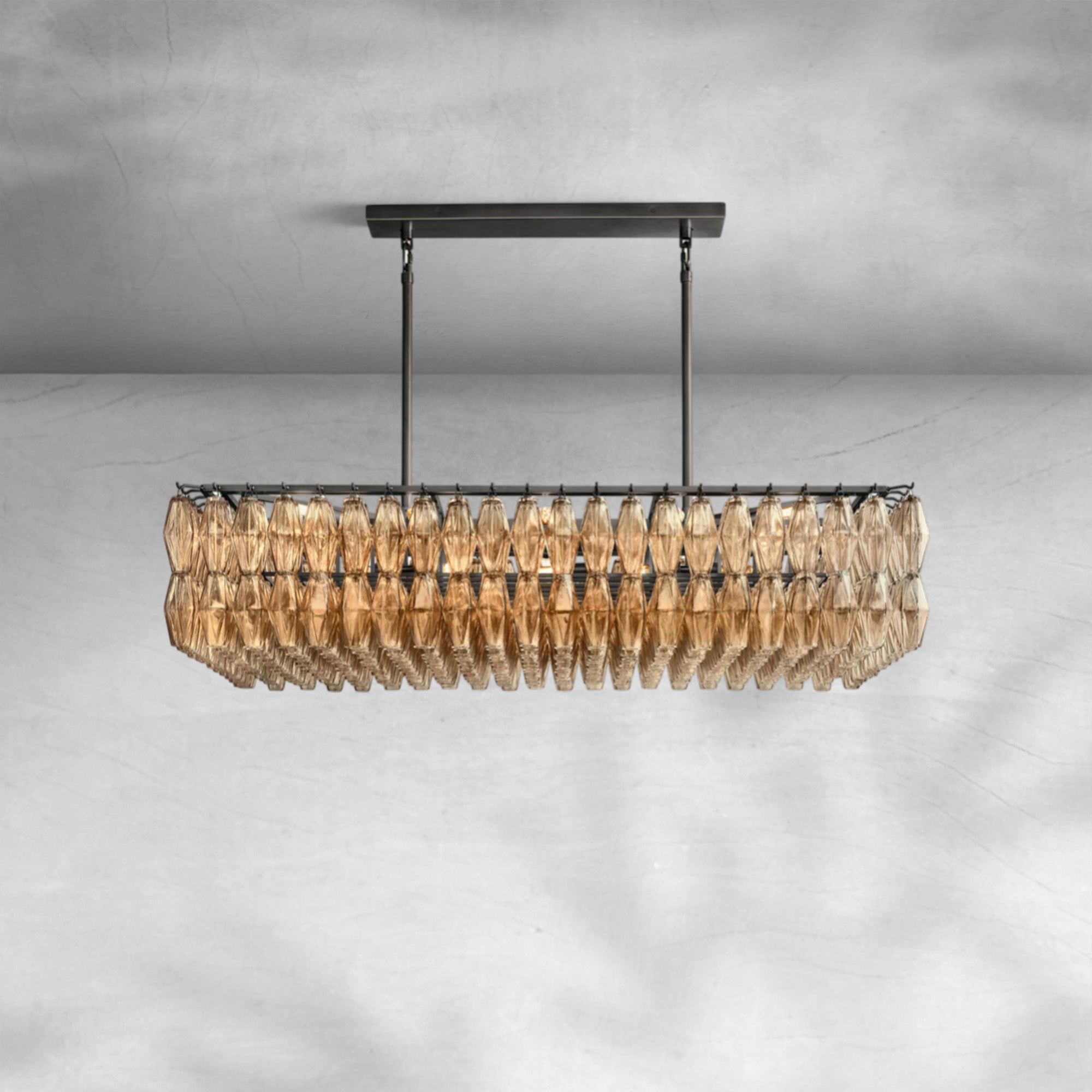 Chiaravalle Glass Rectangular Chandelier 54"