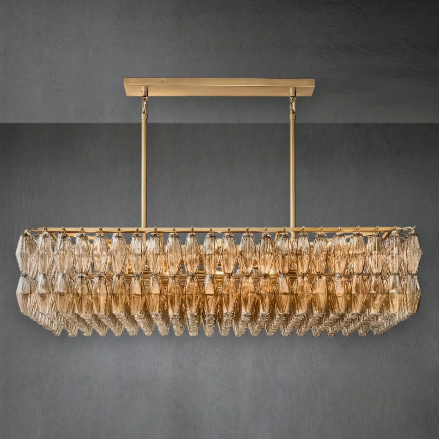 Chiaravalle Glass Rectangular Chandelier 54"
