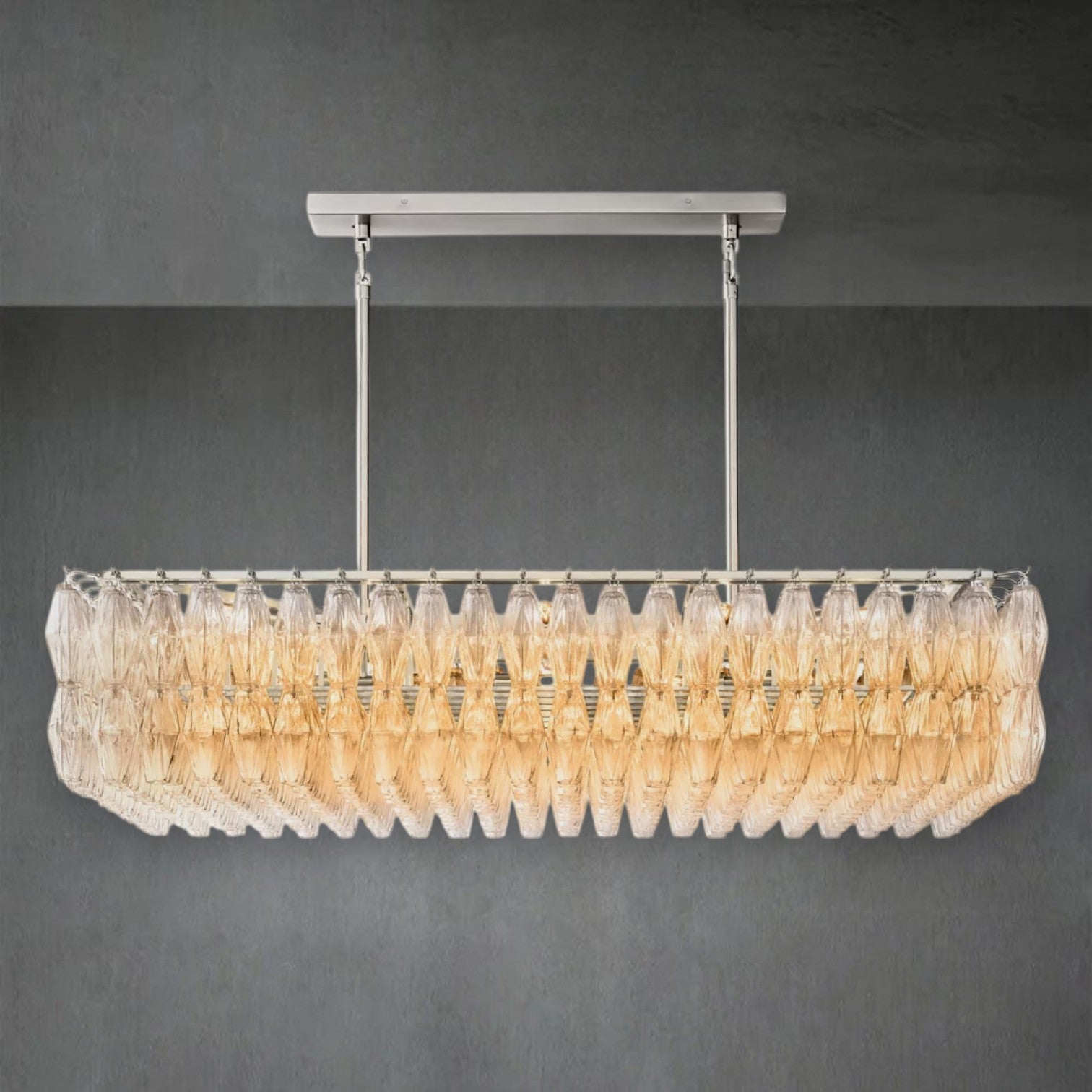Chiaravalle Glass Rectangular Chandelier 54"