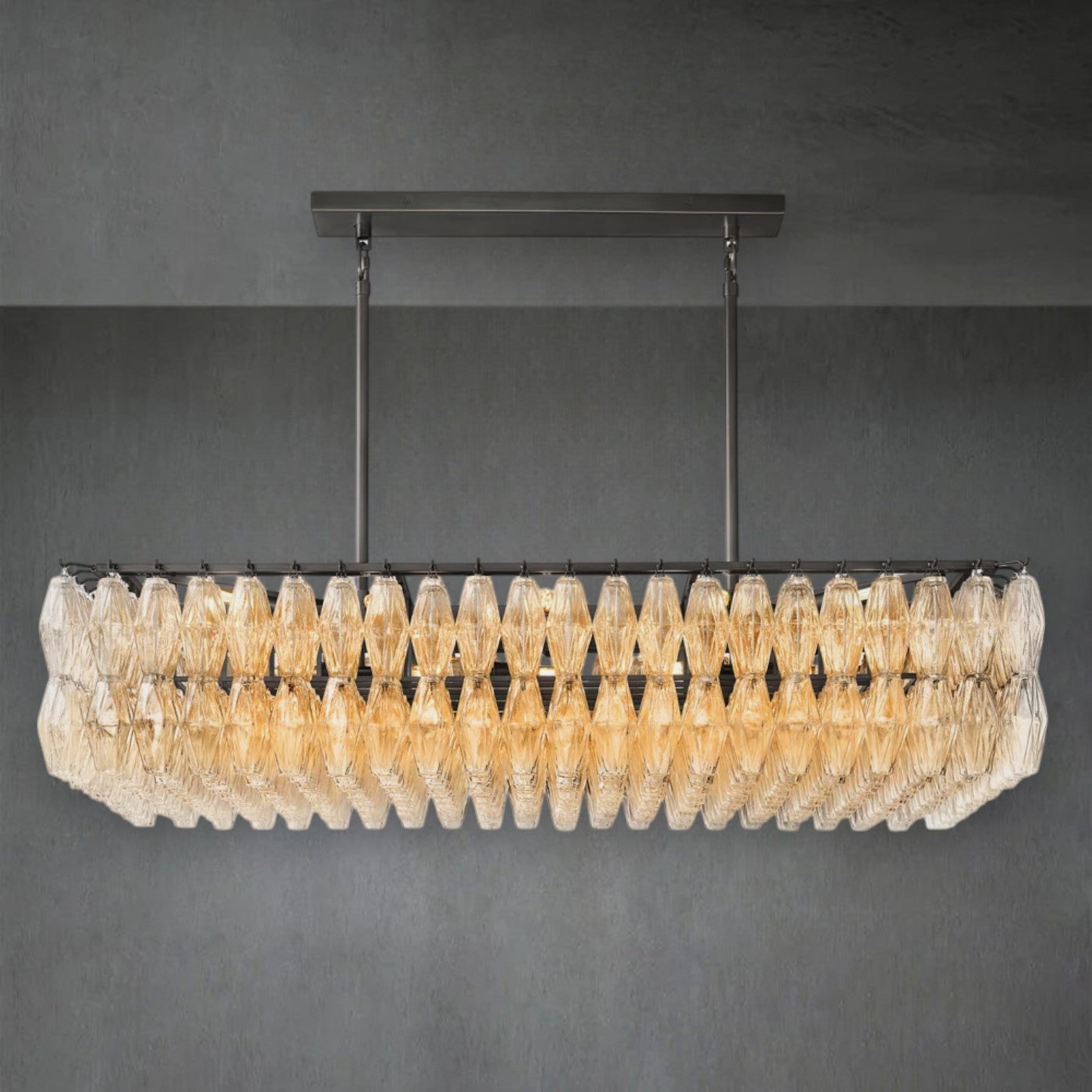 Chiaravalle Glass Rectangular Chandelier 54"