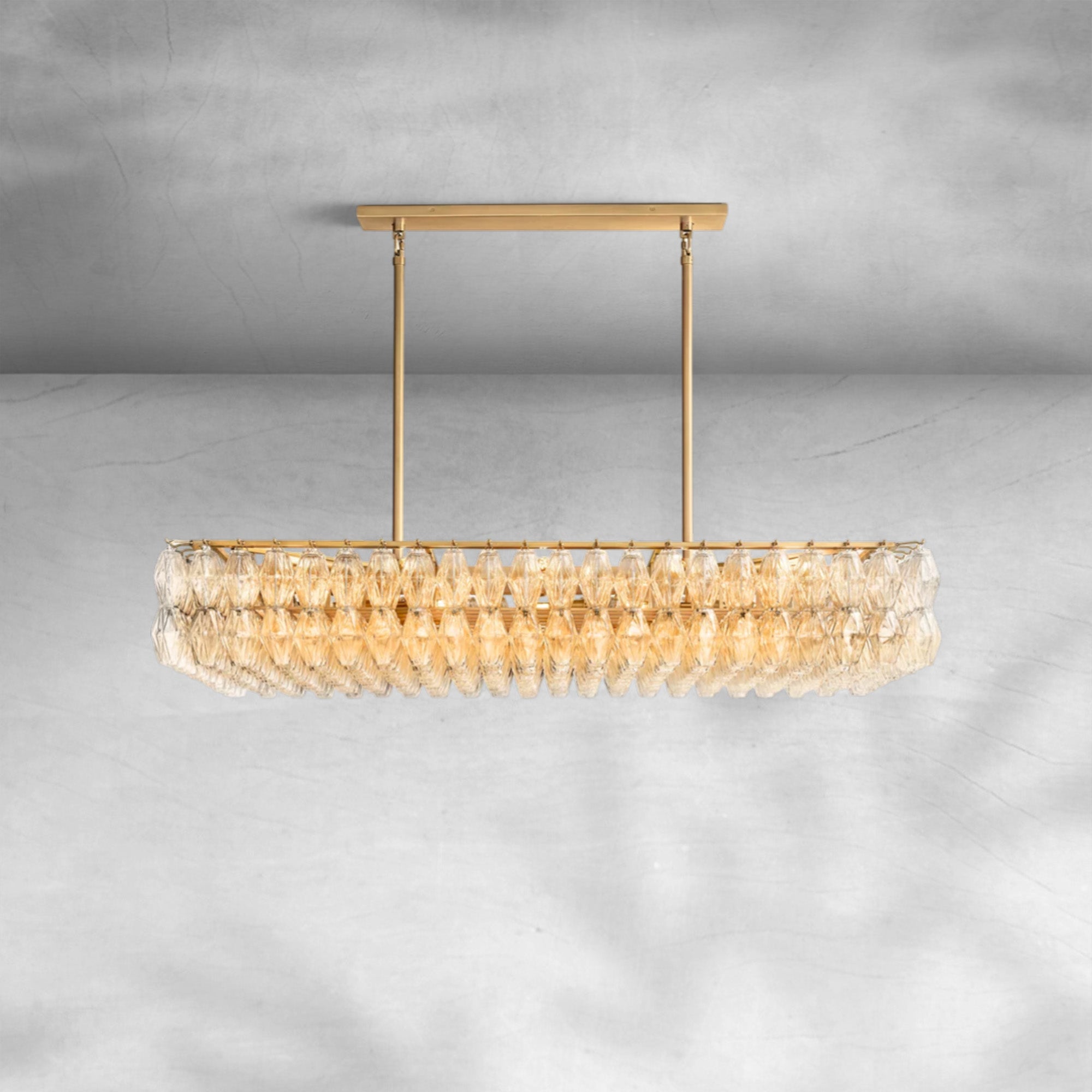 Chiaravalle Glass Rectangular Chandelier 54"