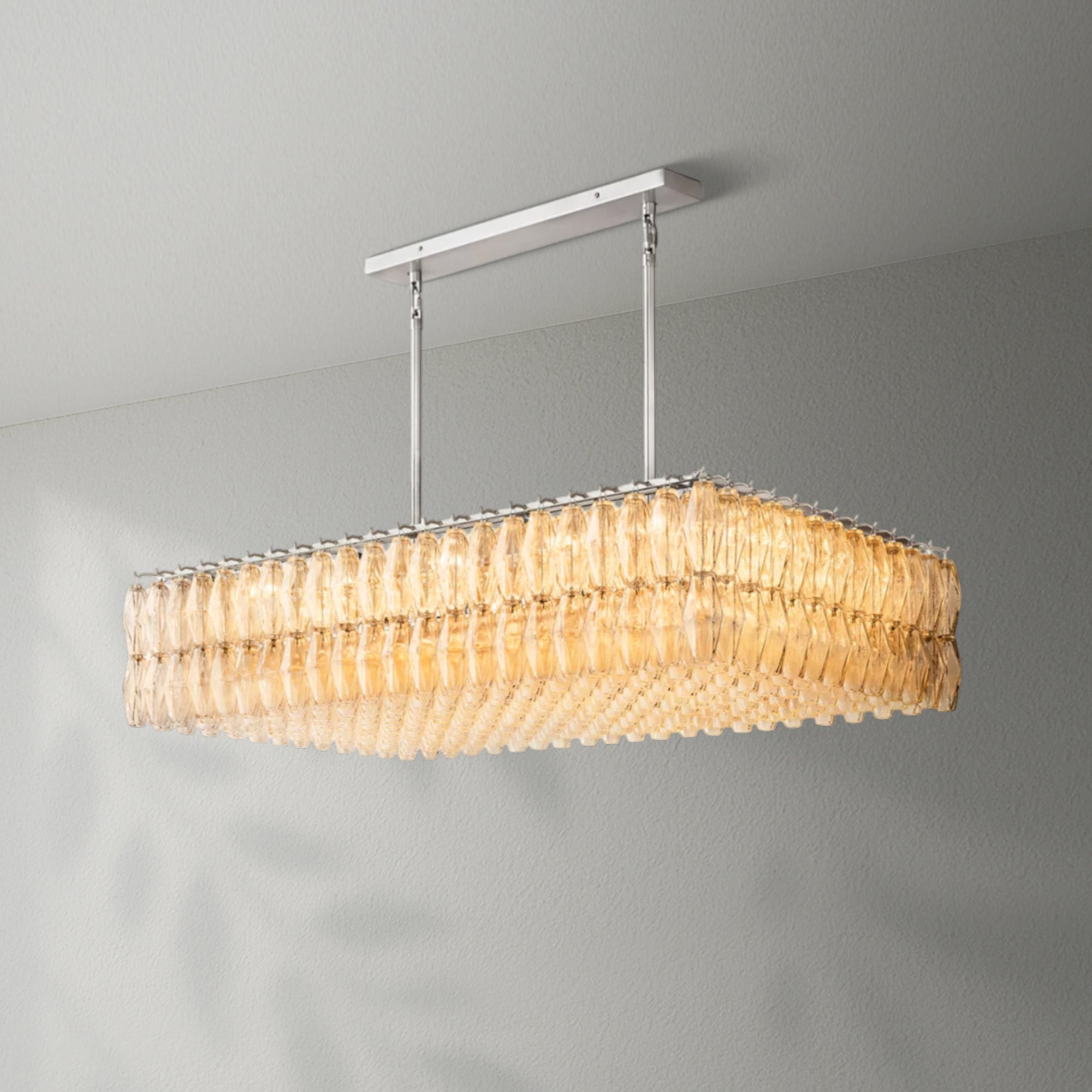 Chiaravalle Glass Rectangular Chandelier 54"