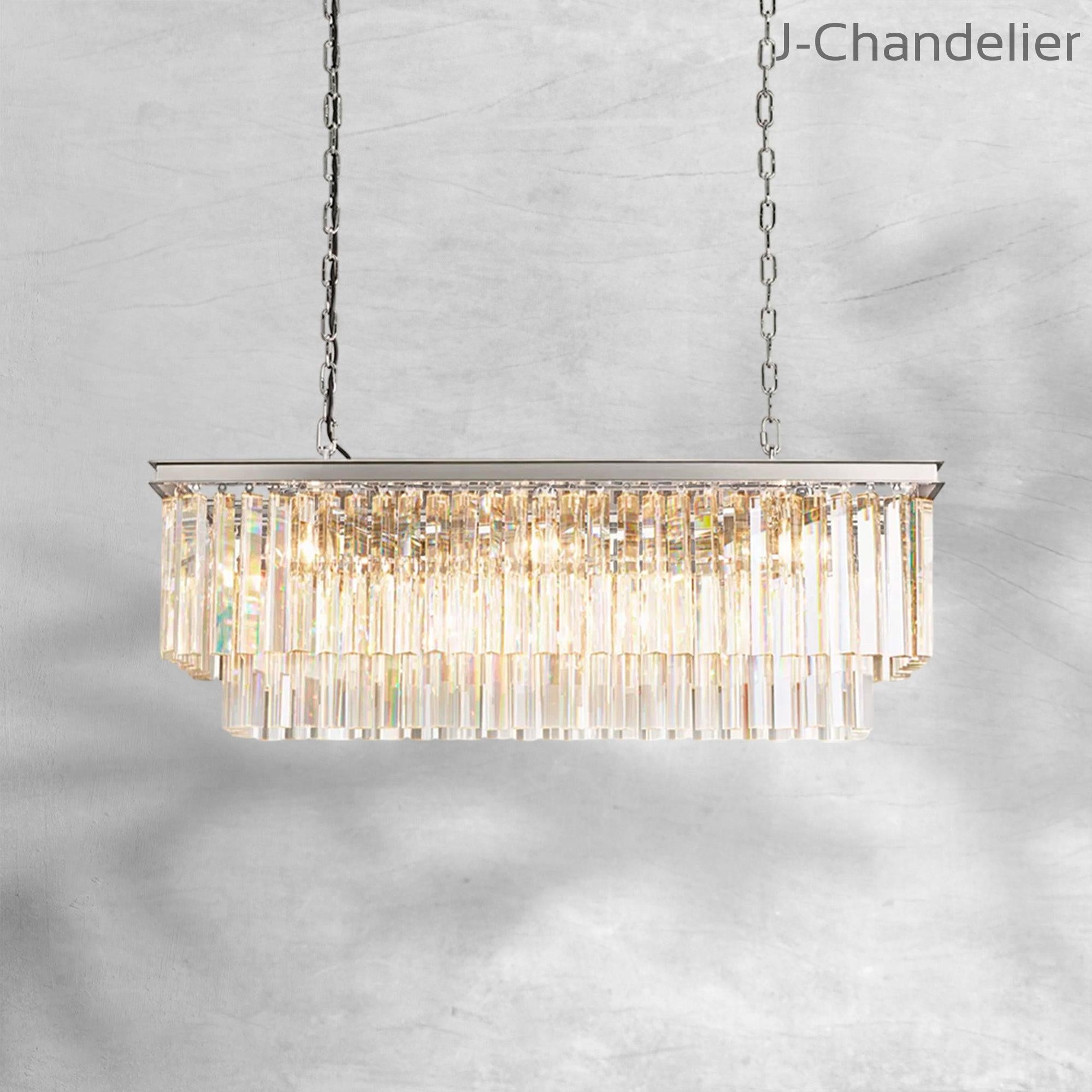 1920s Odaon Art Deco Rectangular Chandelier 40"