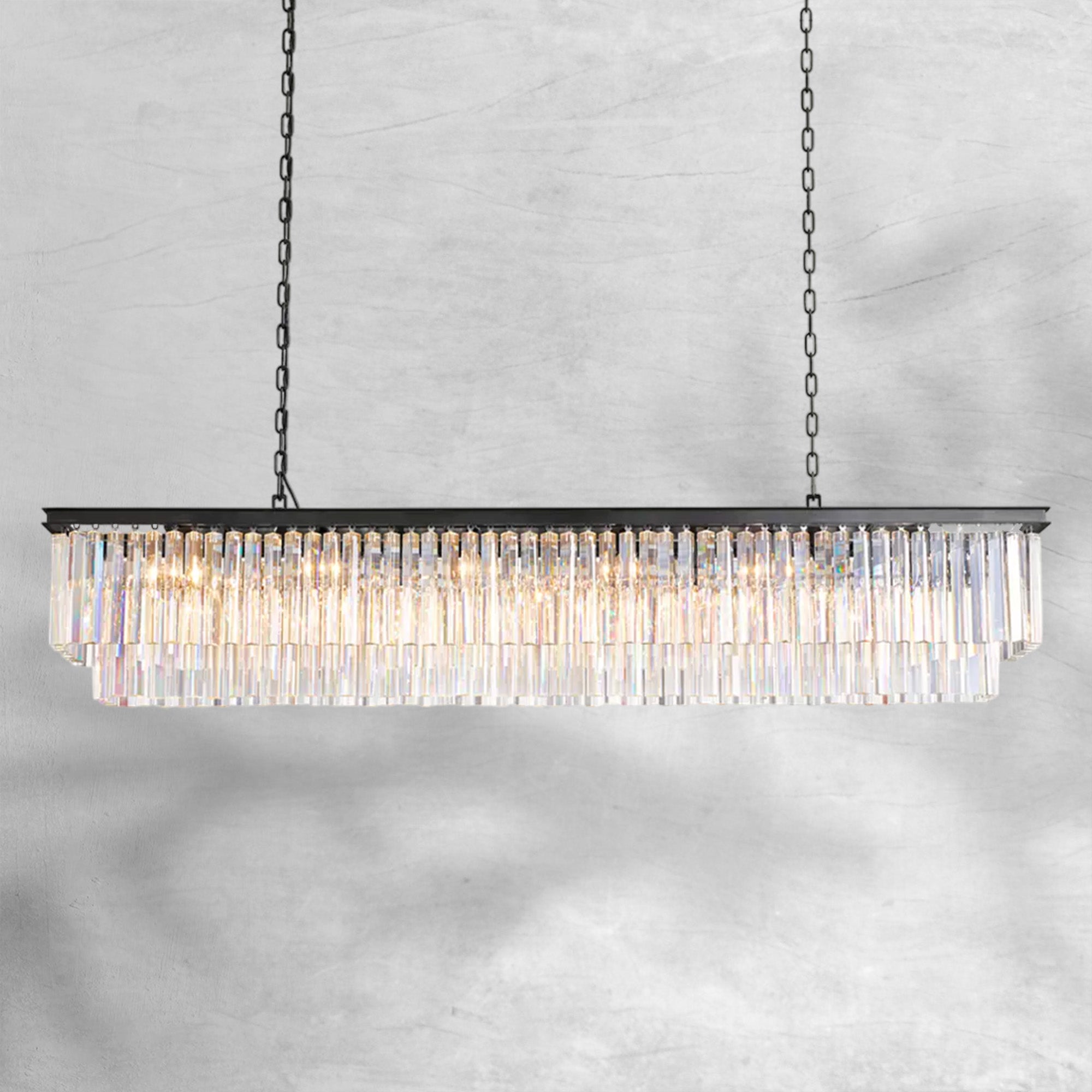1920s Odaon Art Deco Rectangular Chandelier 40"49"59"72"