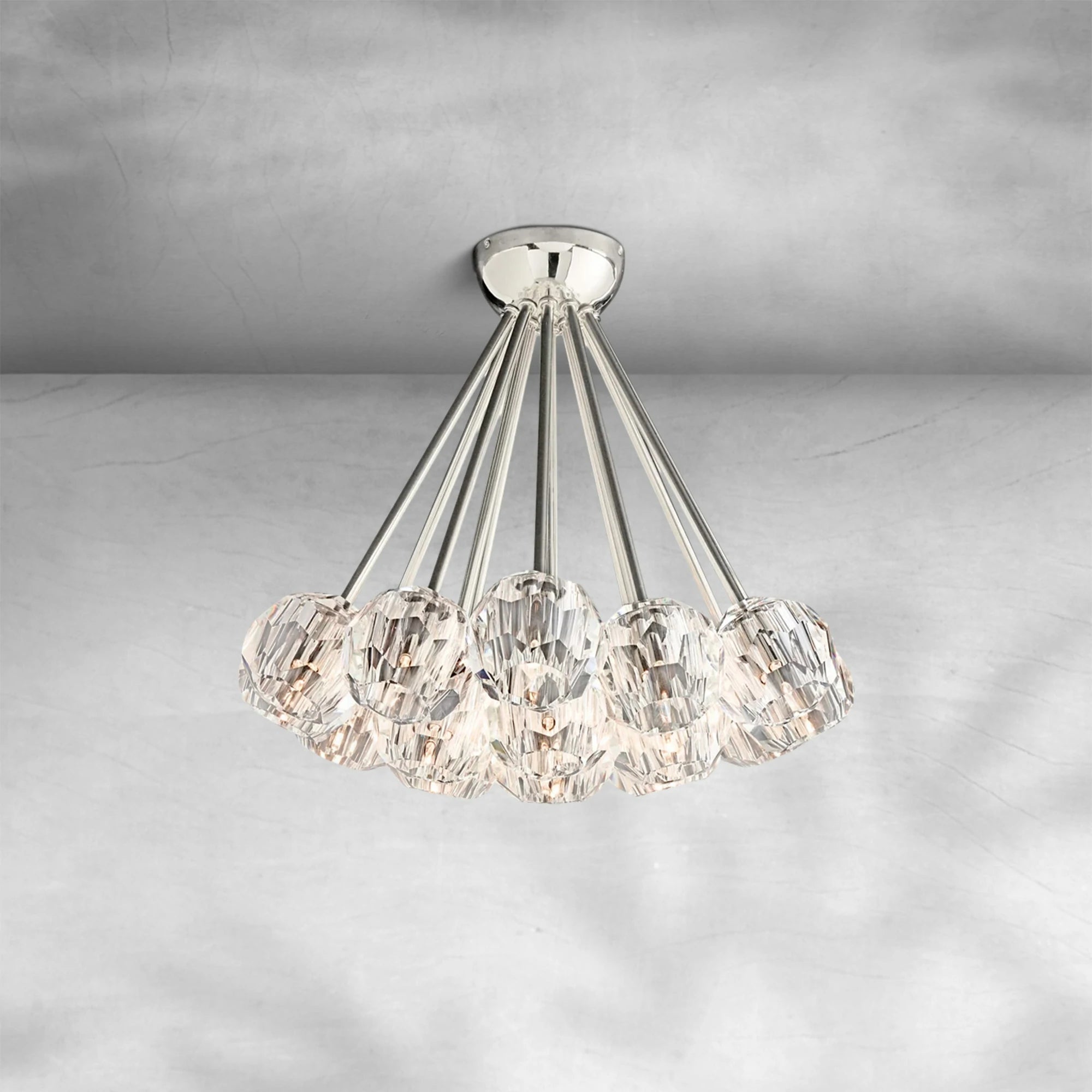 Bille De Crystal Glass Flushmount 24"