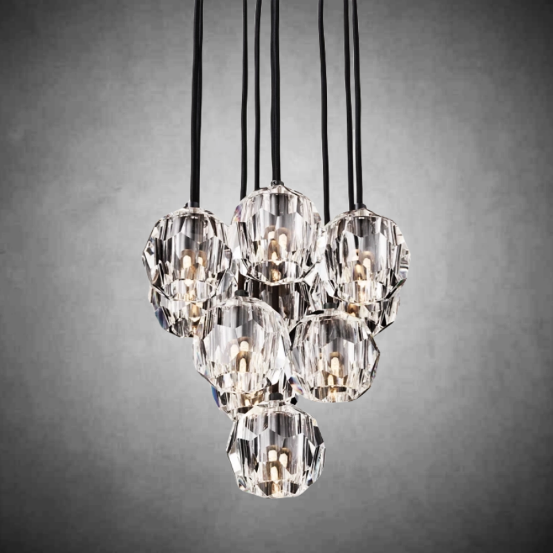 Bille De Crystal Cluster Round Chandelier 14"19"24"30"40"