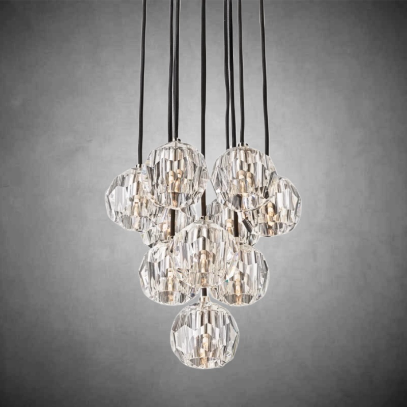 Bille De Crystal Cluster Round Chandelier 14"19"24"30"40"