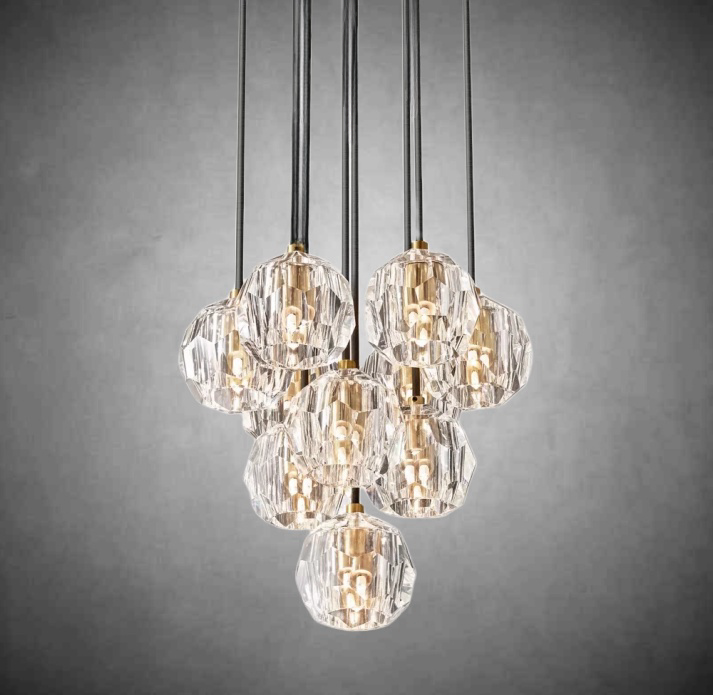Bille De Crystal Cluster Round Chandelier 14"19"24"30"40"