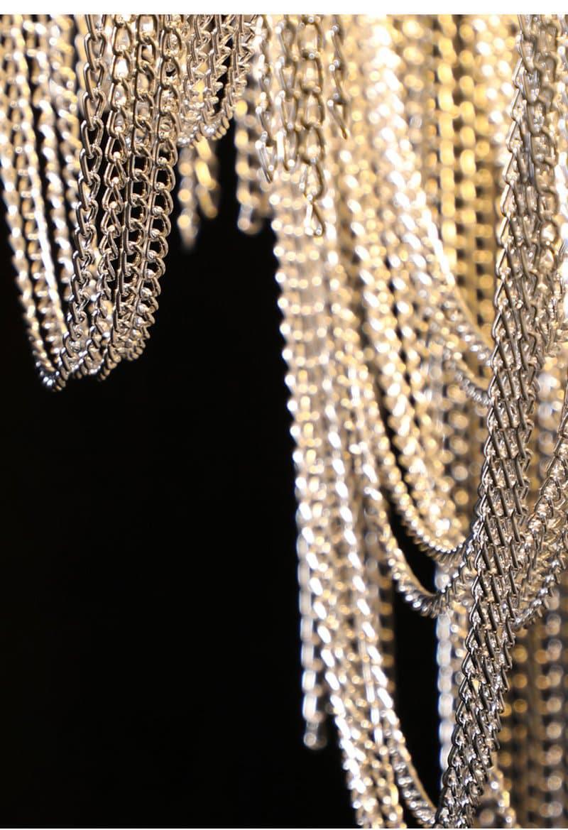 Alana Aluminum Chain Tassel Long Branch Chandelier Light  35"