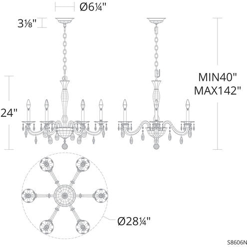 San Marco 6-light chandelier 24"