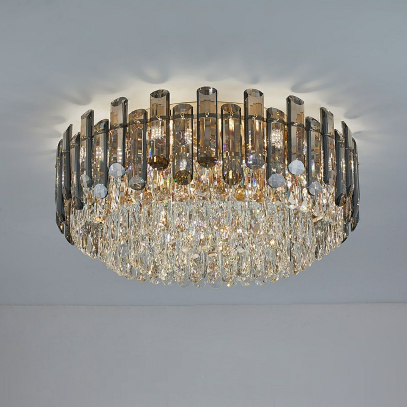 Luxury Large Flush Mounted K9 Crystal Chandelier