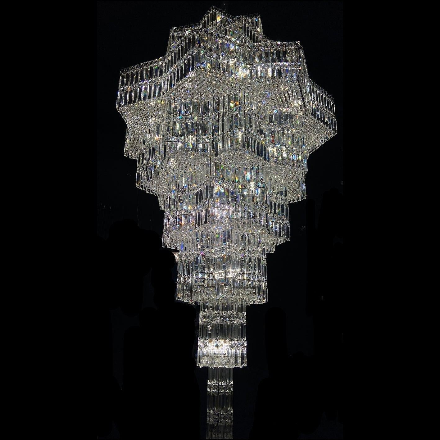 Luxury Plaza Multi-Tier Crystal Chandelier for High Ceilings/Hotel Hall / 2 Story Foyer - Merlin Lamps
