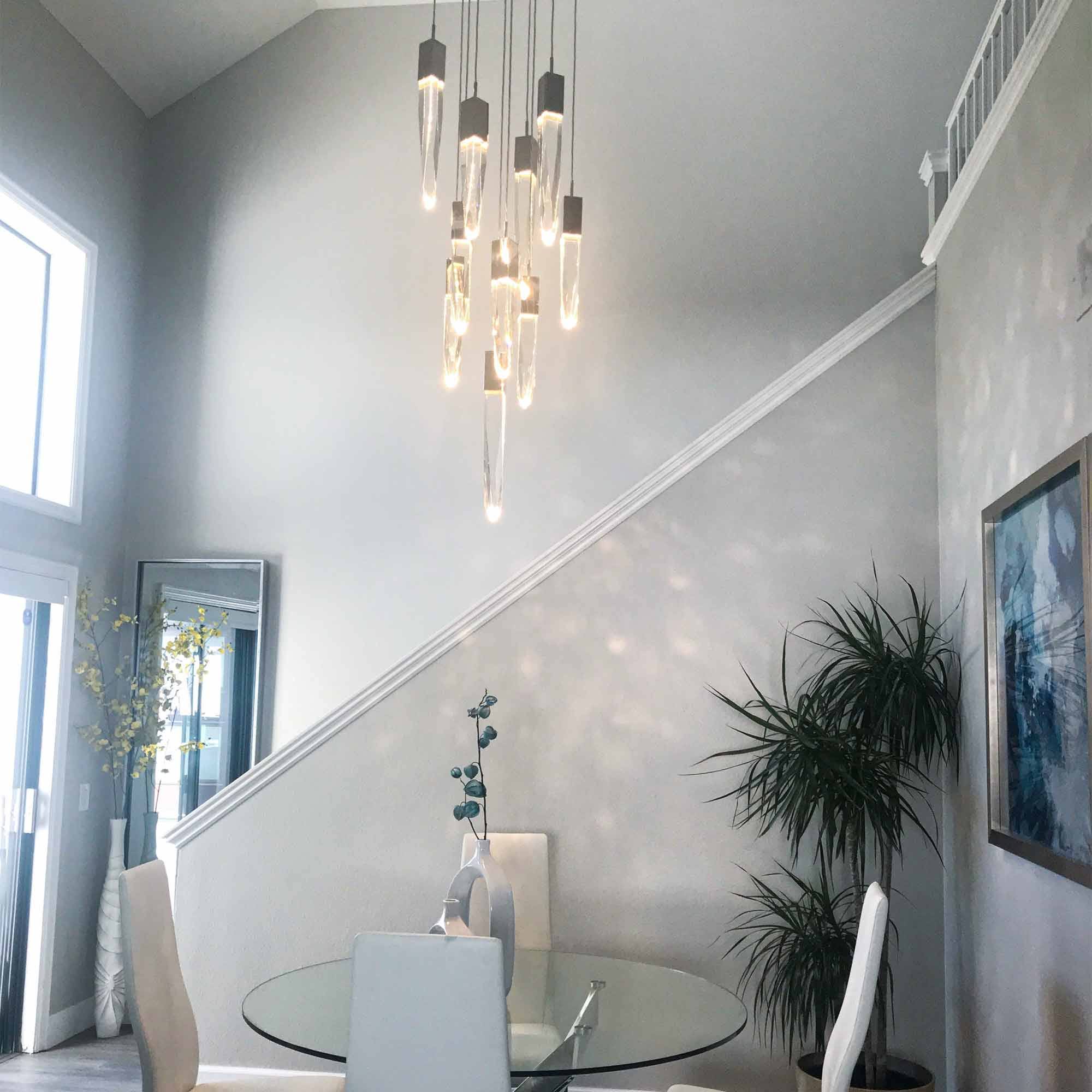 Modern Light Luxury Round/Rectangle Ceiling Pendant Light in Black Finish for Kitchen Island/ Staircase/Living Room