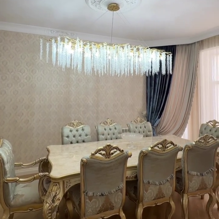 Elegant Crystal Icicle Chandelier in Branch Style for Dining Table Use