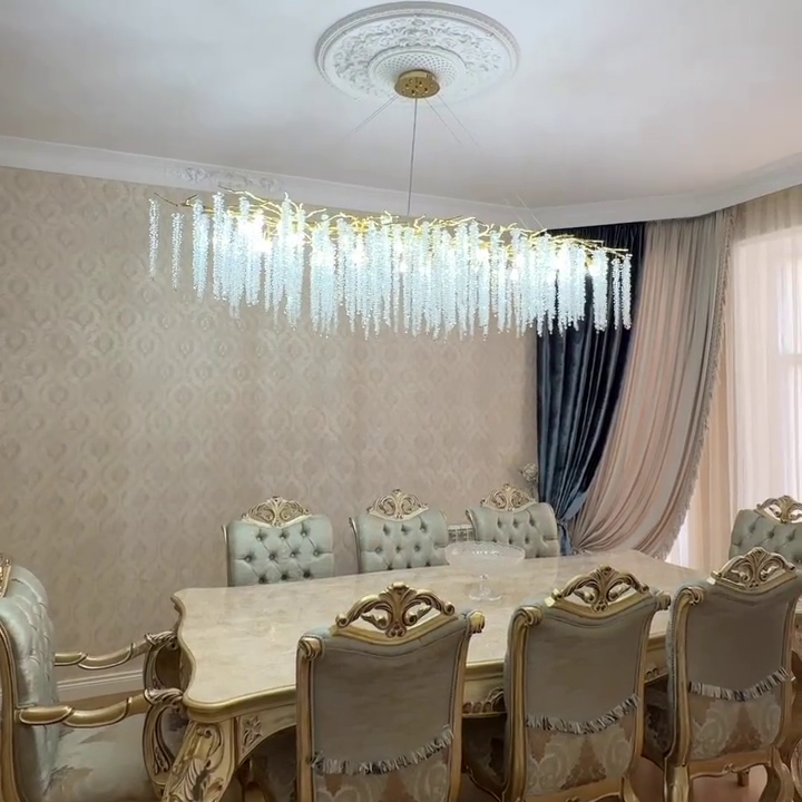 Elegant Crystal Icicle Chandelier in Branch Style for Dining Table Use