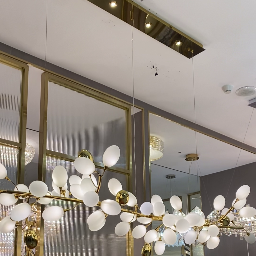 Creative Art Grape Chandelier Pure White Nordic Ring and Linear Design for Living Room or Dining Room