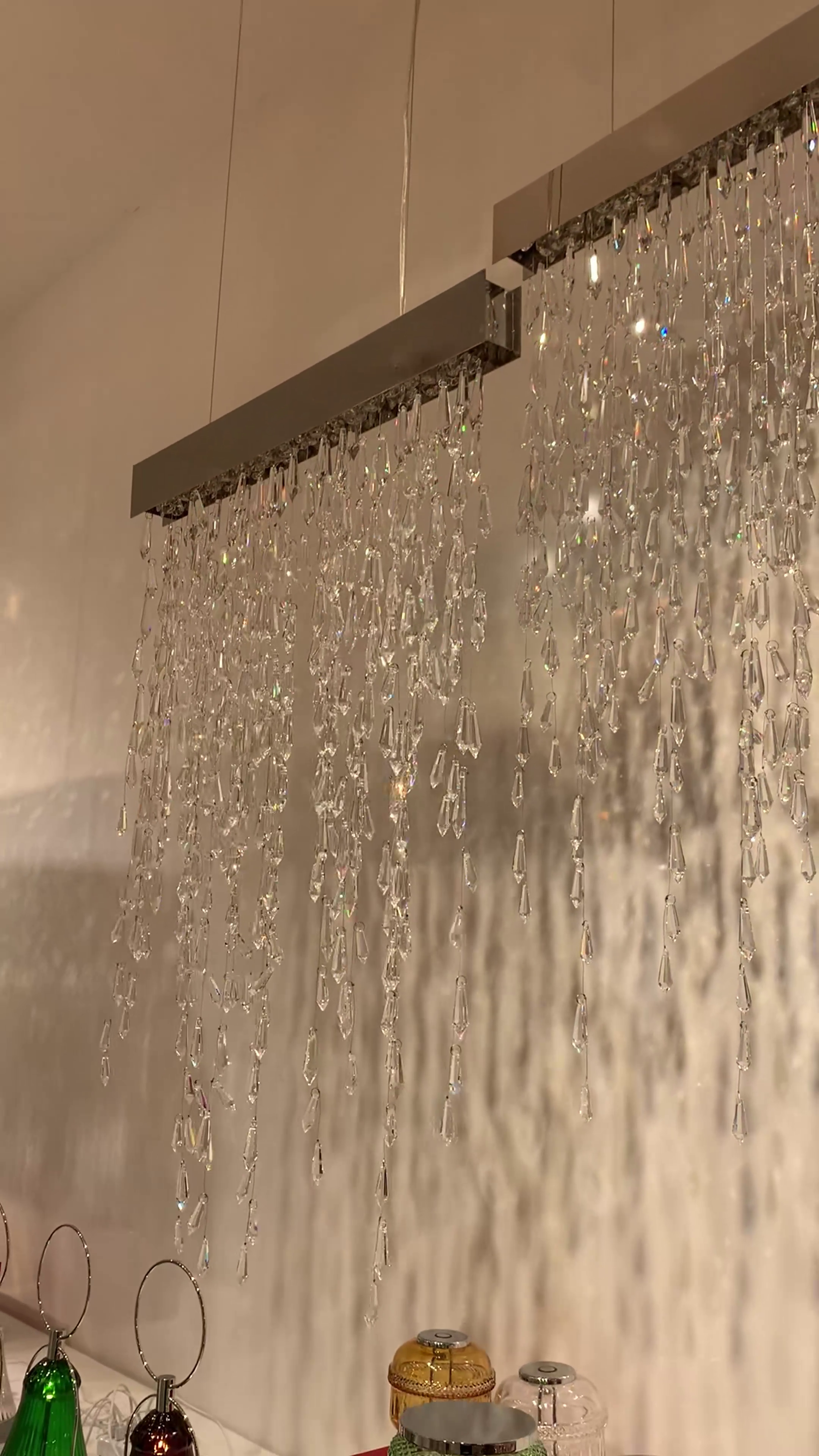 Modern Waterfall Tassel Crystal Chandelier for Dining & Kitchen