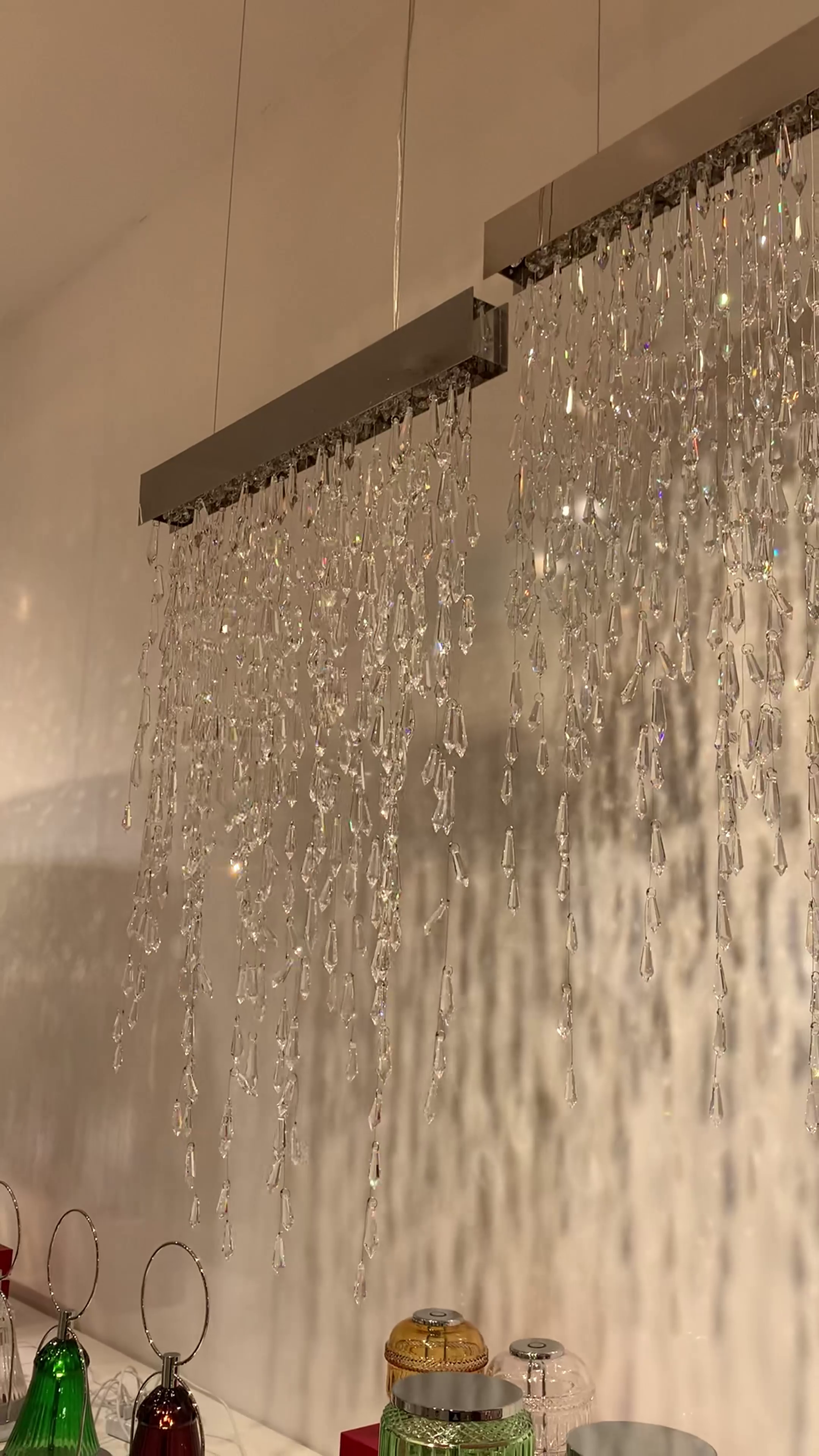 Modern Waterfall Tassel Crystal Chandelier for Dining & Kitchen