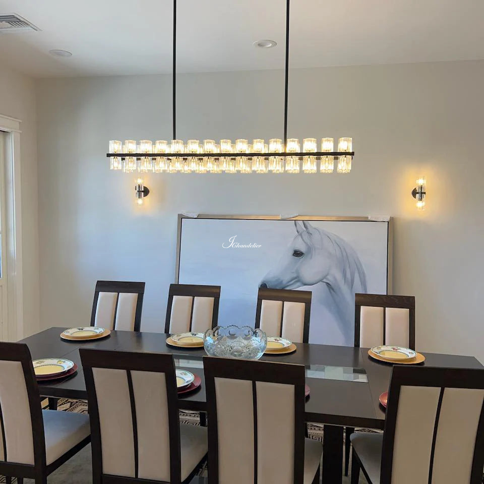 Arcachen Crystal Rectangular Chandelier 72"