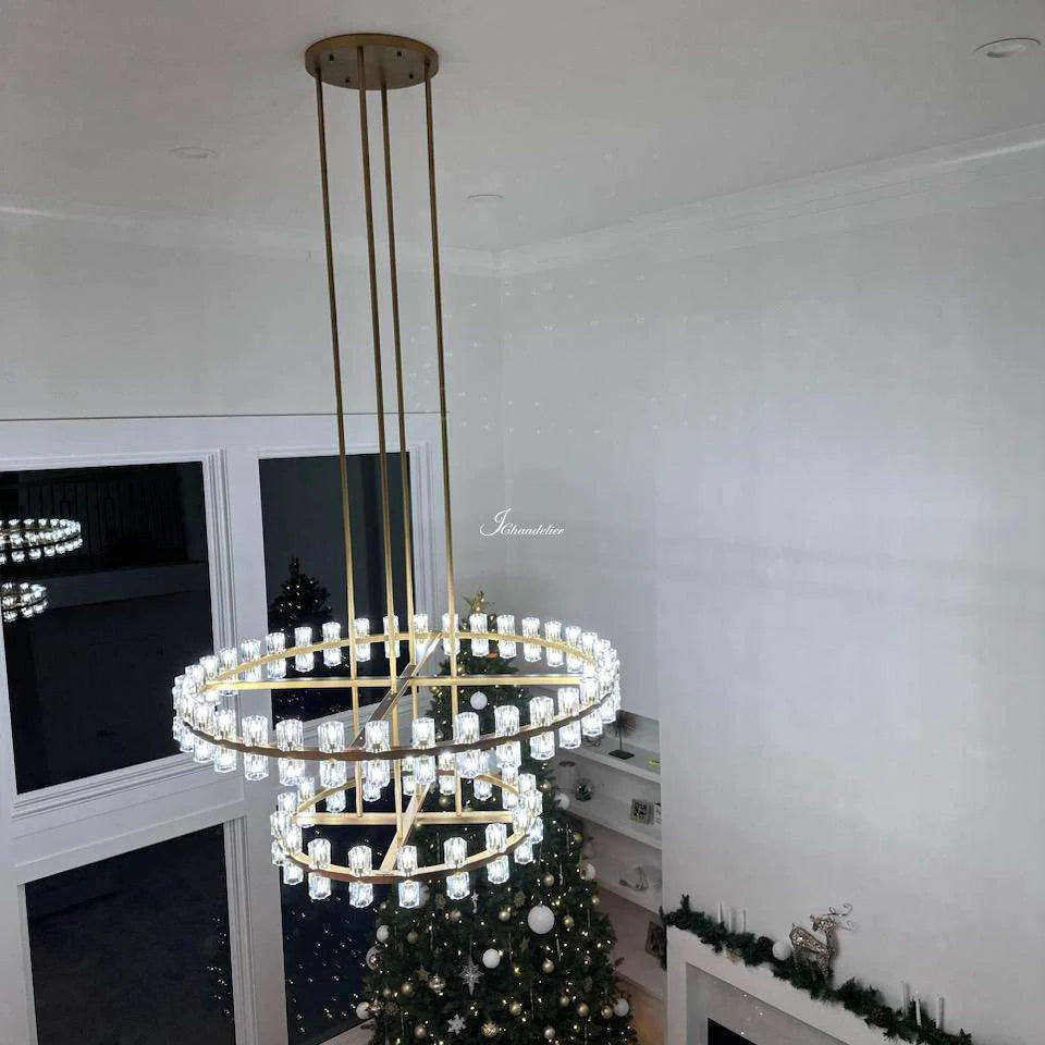 Arcachen Crystal Round 2-Tier Chandelier 60"
